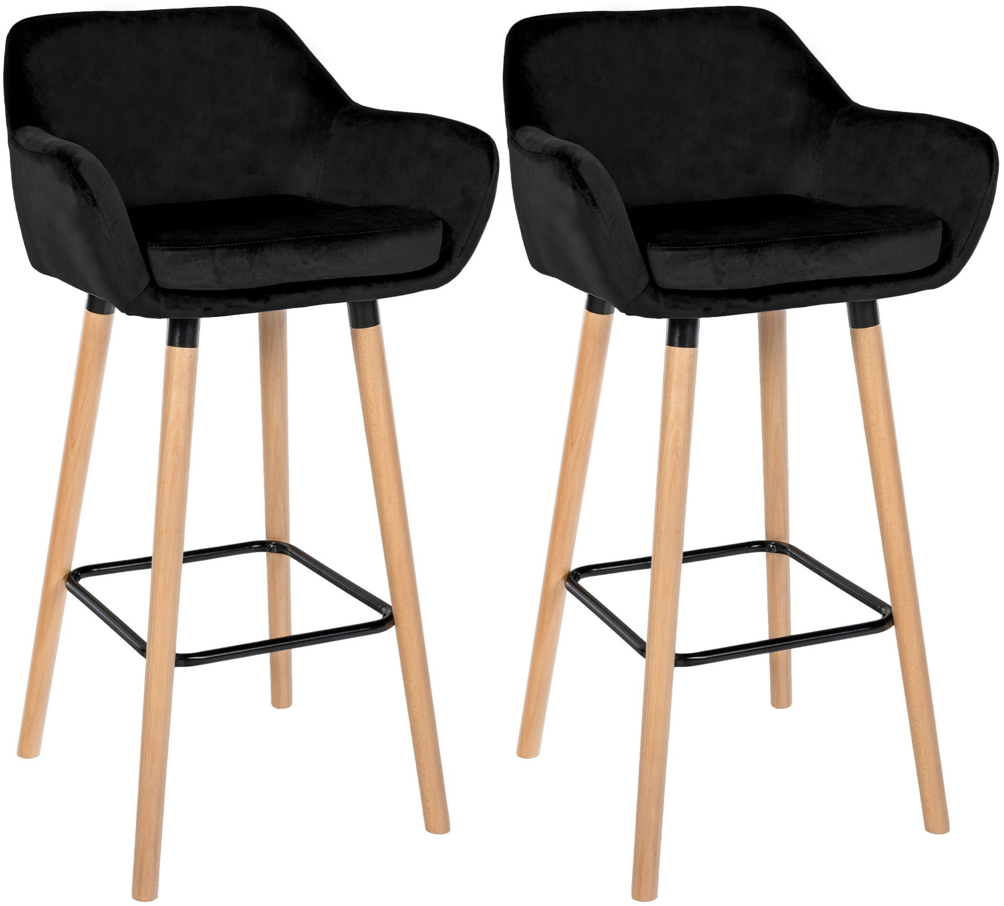 2er Set Barhocker Grant Samt, schwarz