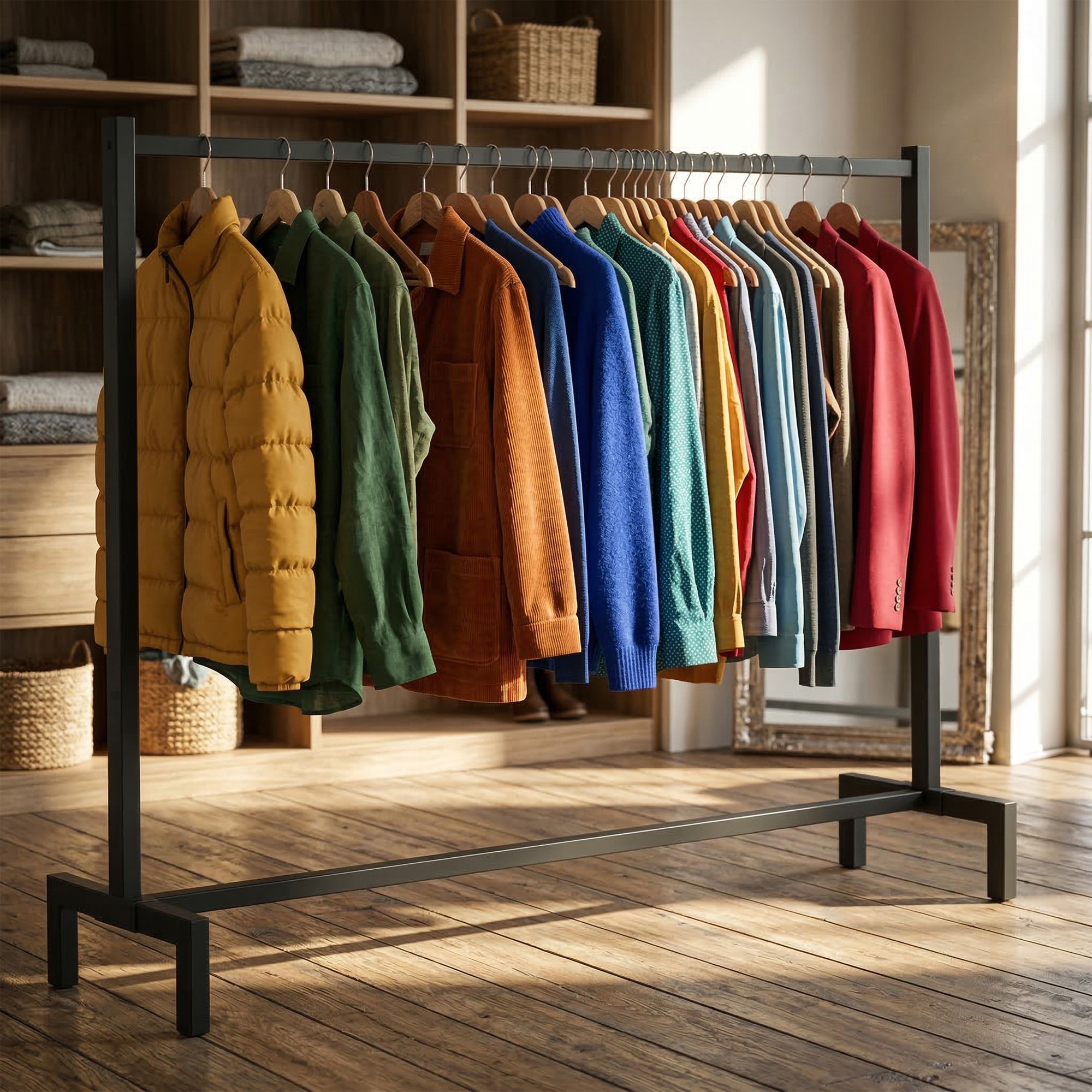 Kleiderständer Melva 150x38x120, schwarz
