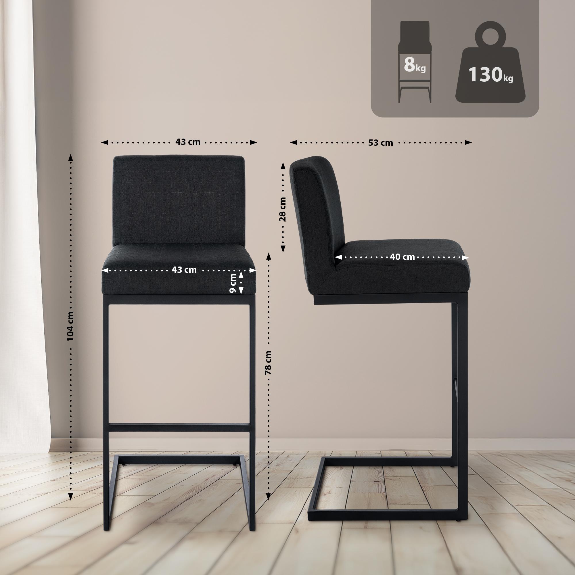Barhocker Hopewell Stoff B, dunkelgrau