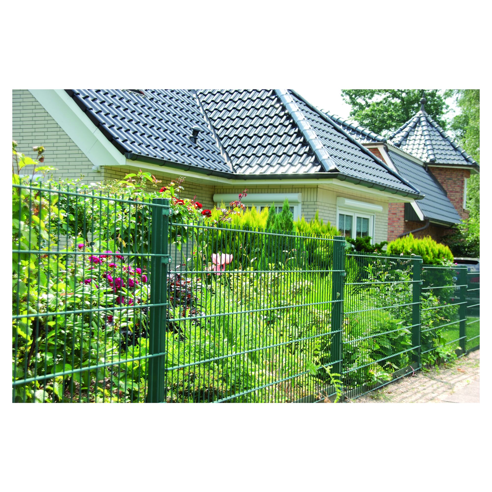 JERRY Eck-Zaunpfosten RAL 7016 anthrazit, für 1230 mm Zaun, RR60/40 x 1700 mm, mit Flacheisenleiste