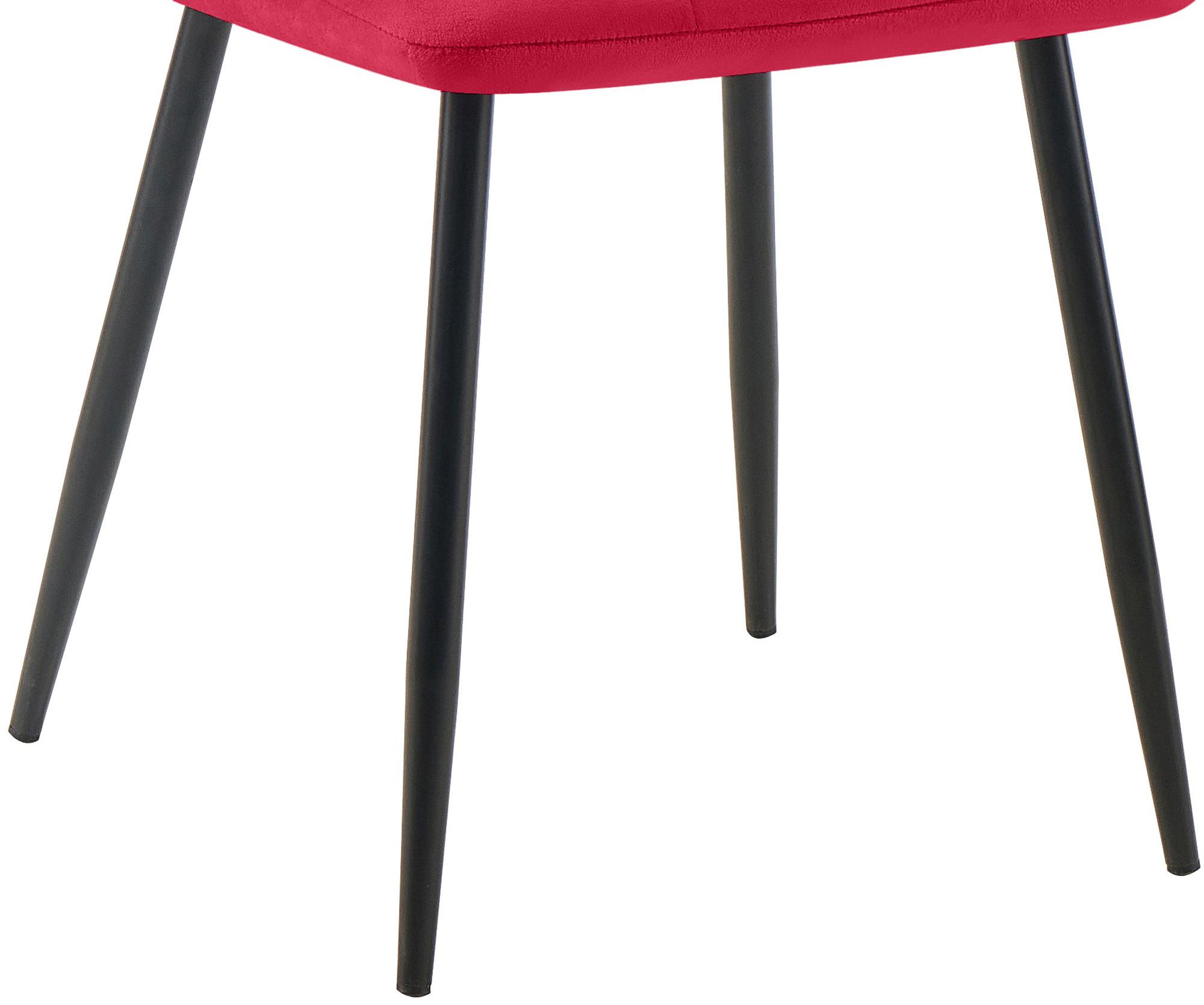 4er Set Esszimmerstuhl Tilde Samt, rot
