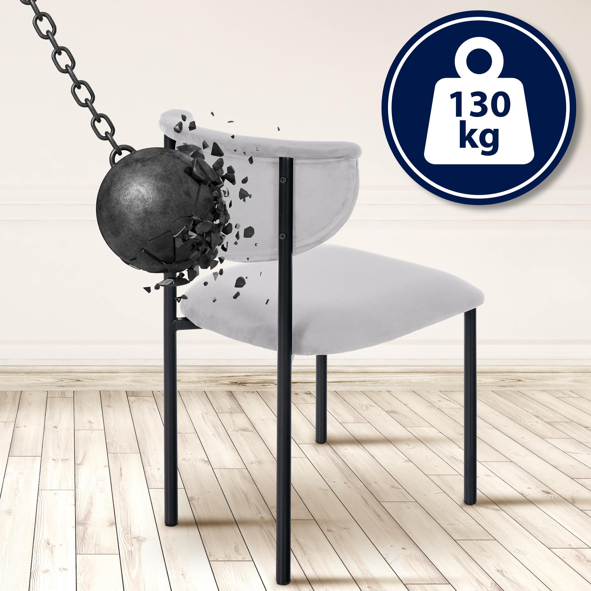 2er Set Besucherstuhl Gambell Samt, grau