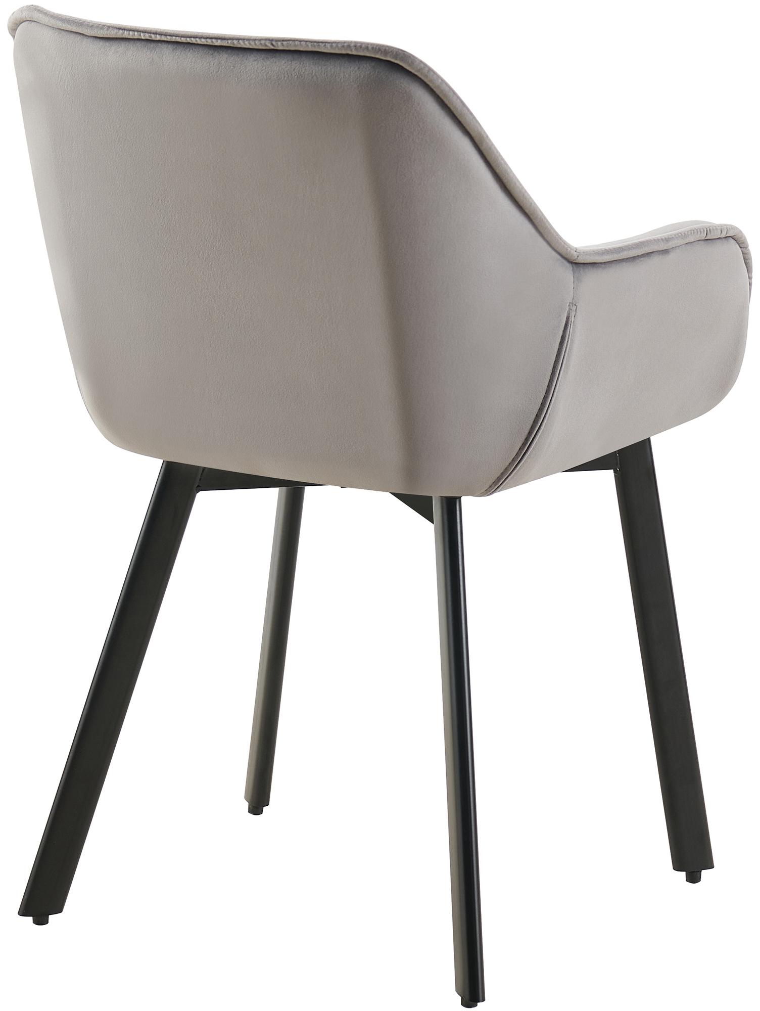 2er Set Esszimmerstuhl Antigo Samt, dunkelgrau