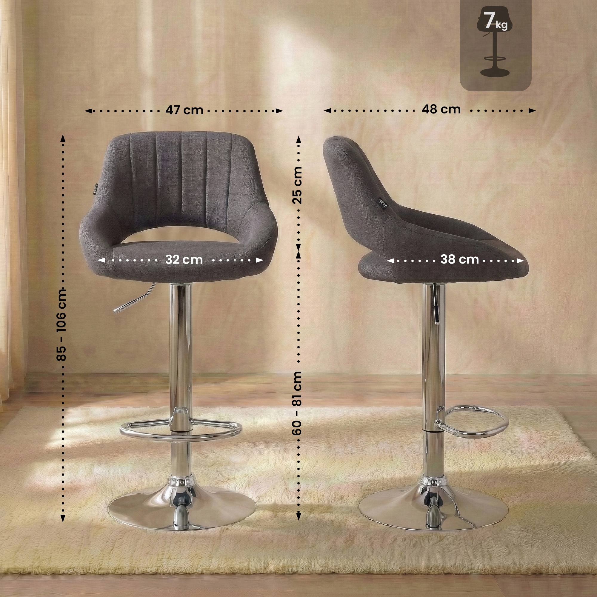 2er Set Barhocker Milet Stoff C, dunkelgrau