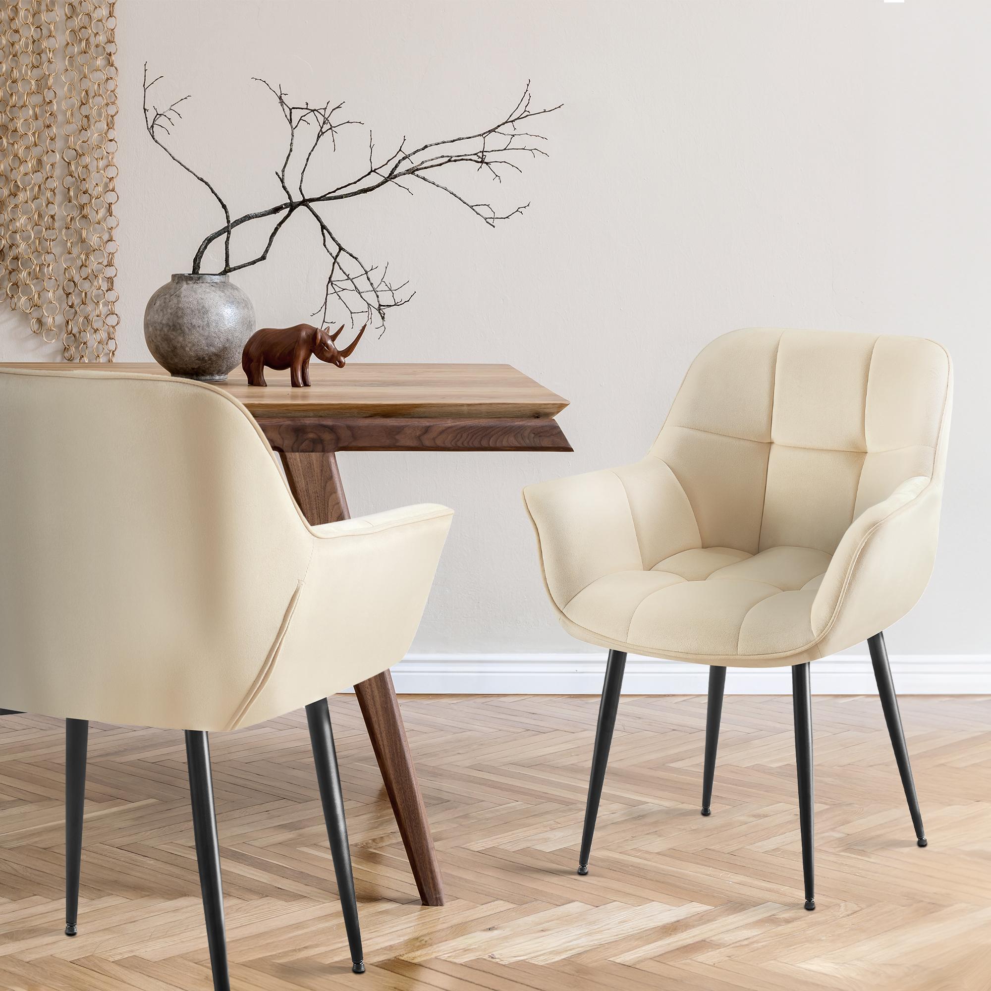 Esszimmerstuhl Roseville Samt, creme