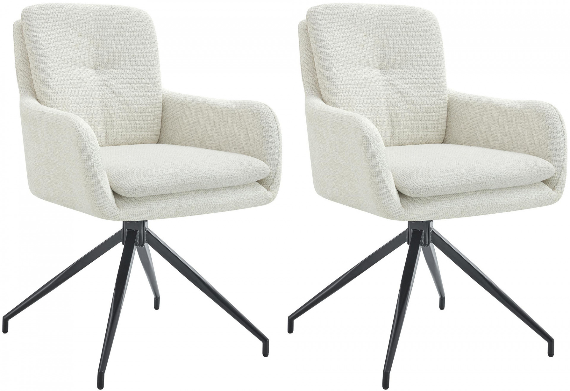 2er Set Esszimmerstuhl Pickett Stoff, creme