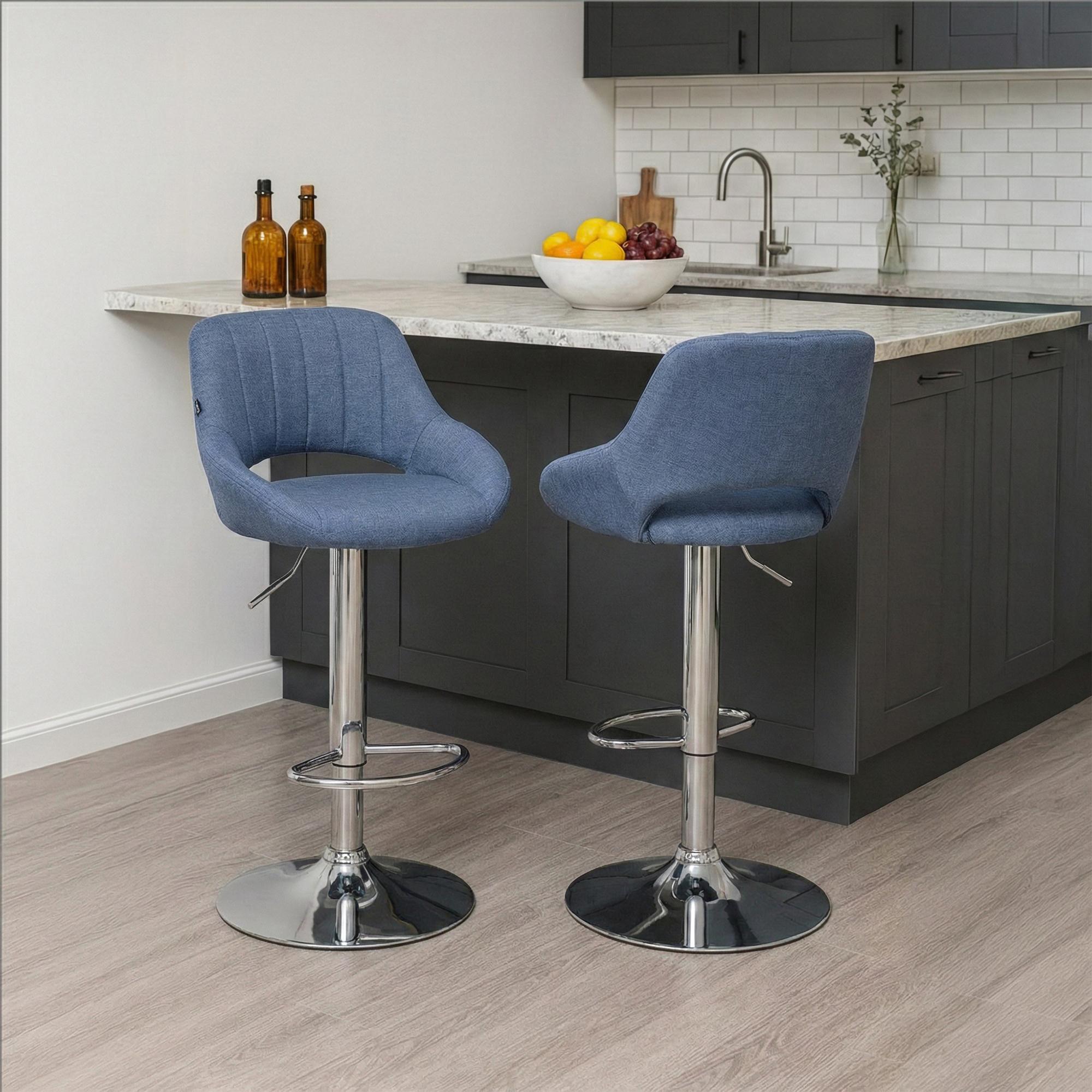Barhocker Milet Stoff chrom, blau