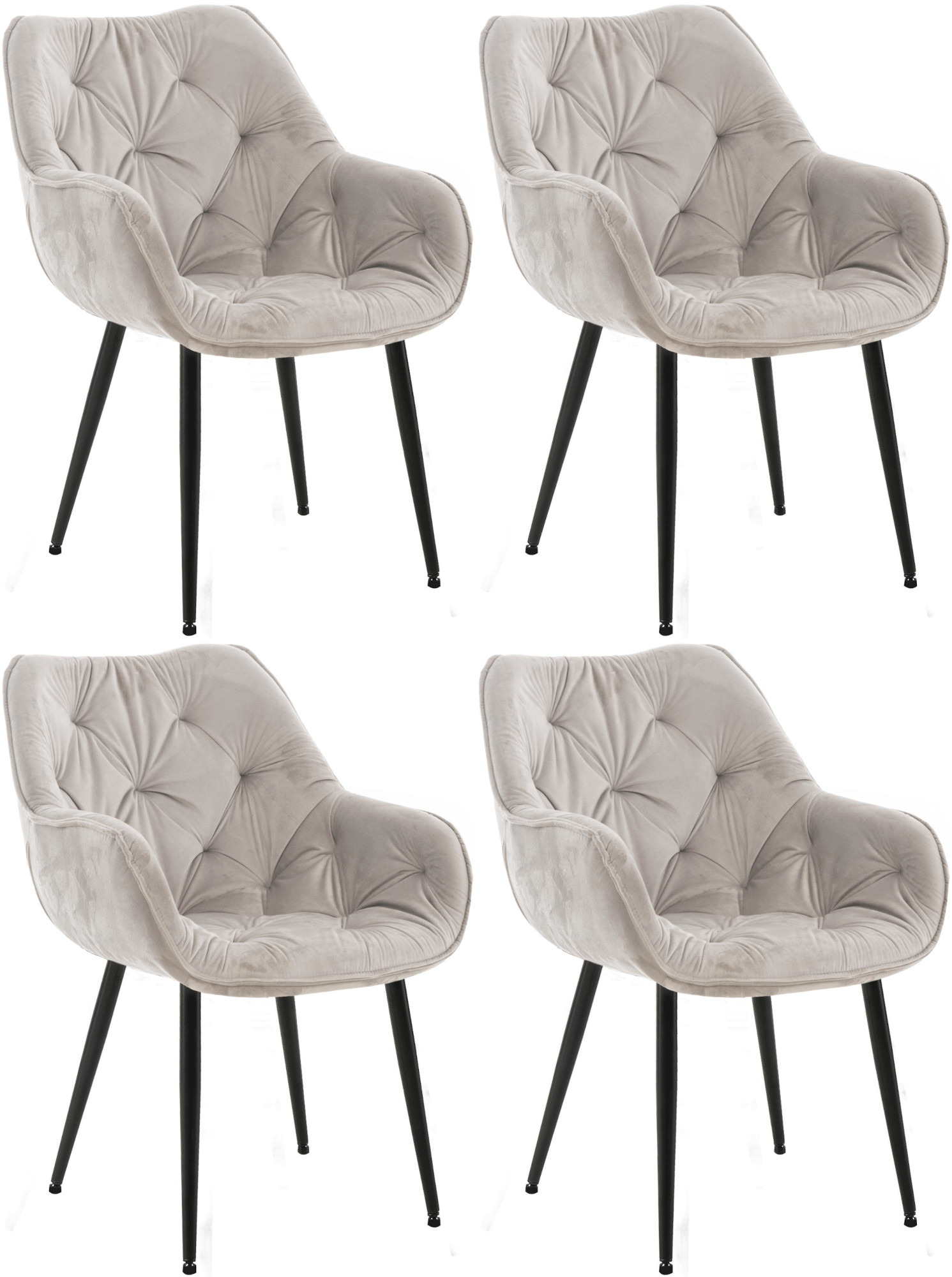 4er Set Stuhl Tanna Samt, grau