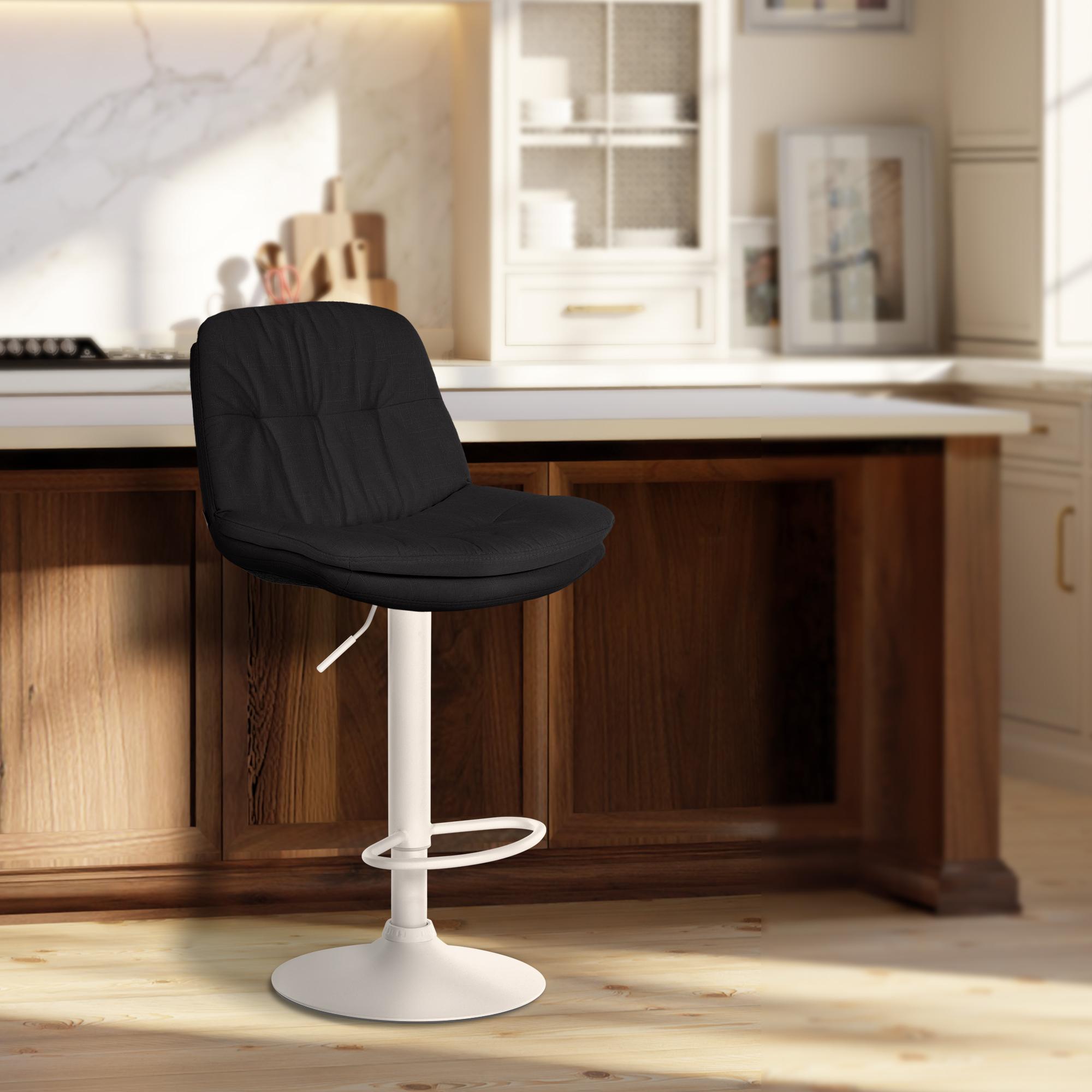 Barhocker Laurel Stoff weiß, schwarz
