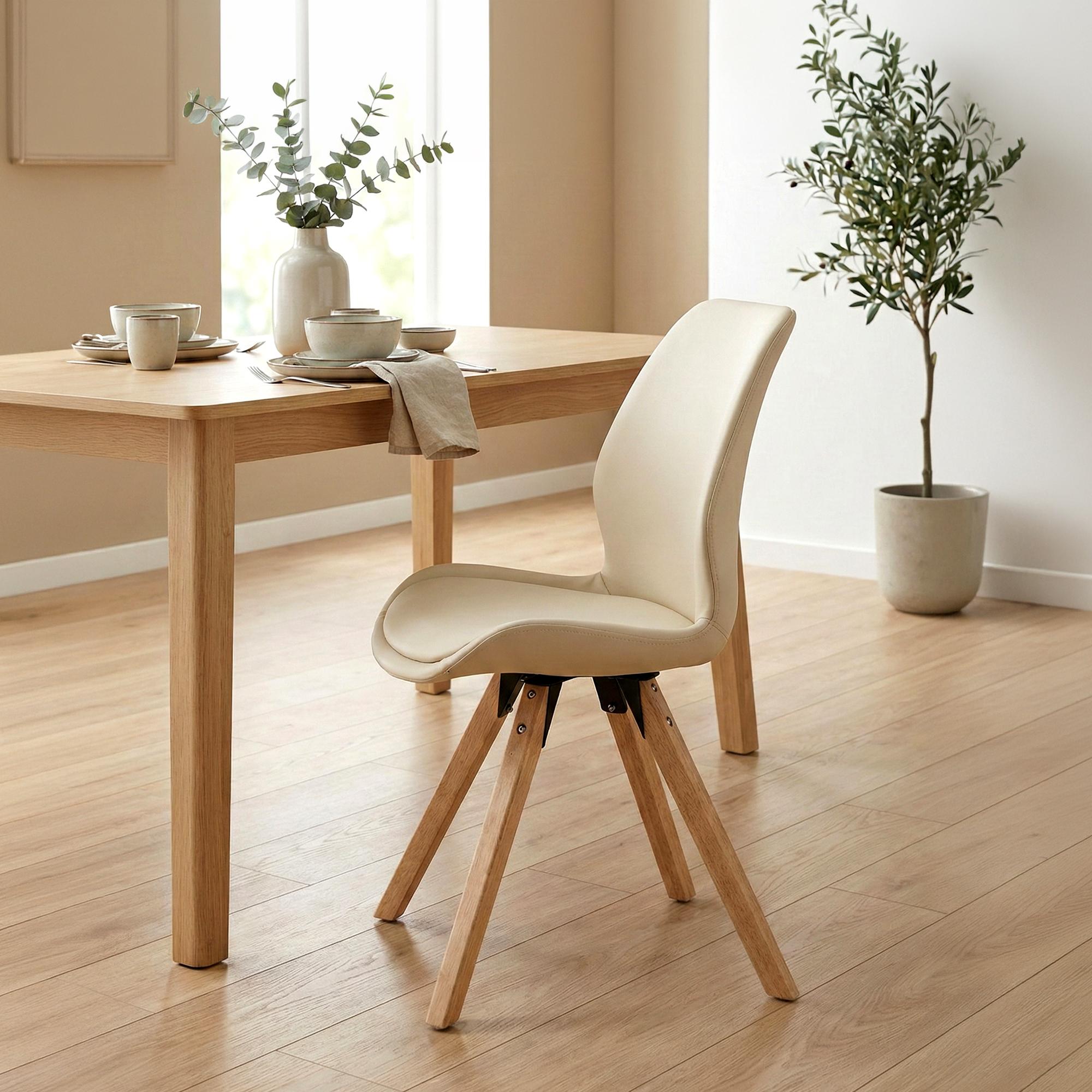 2er Set Stuhl Luna Kunstleder, creme