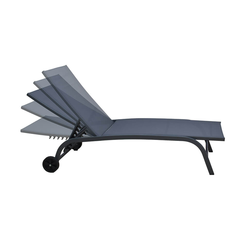 Gartenliege NAILEA DELUXE mit Rollen - Anthrazit