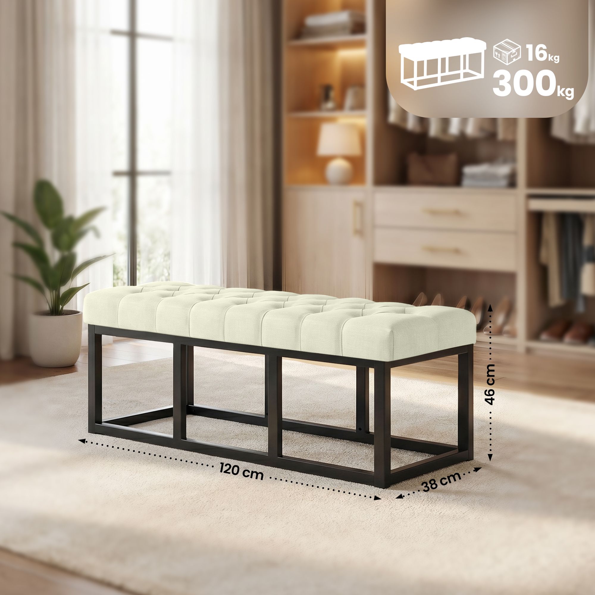 Sitzbank Amun Stoff B120, creme