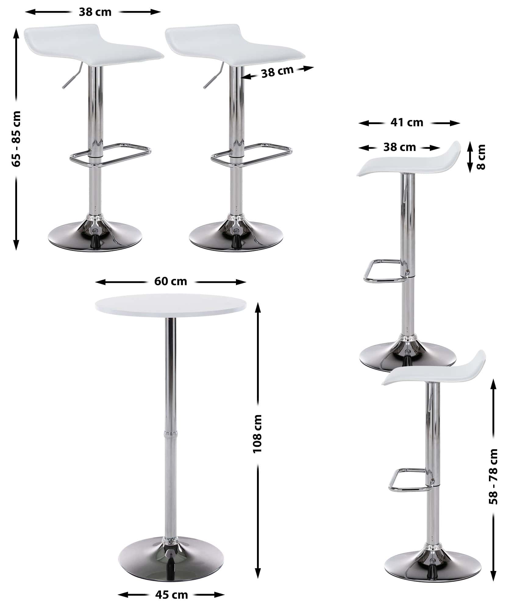 4er Bartisch Set Esberg, weiß