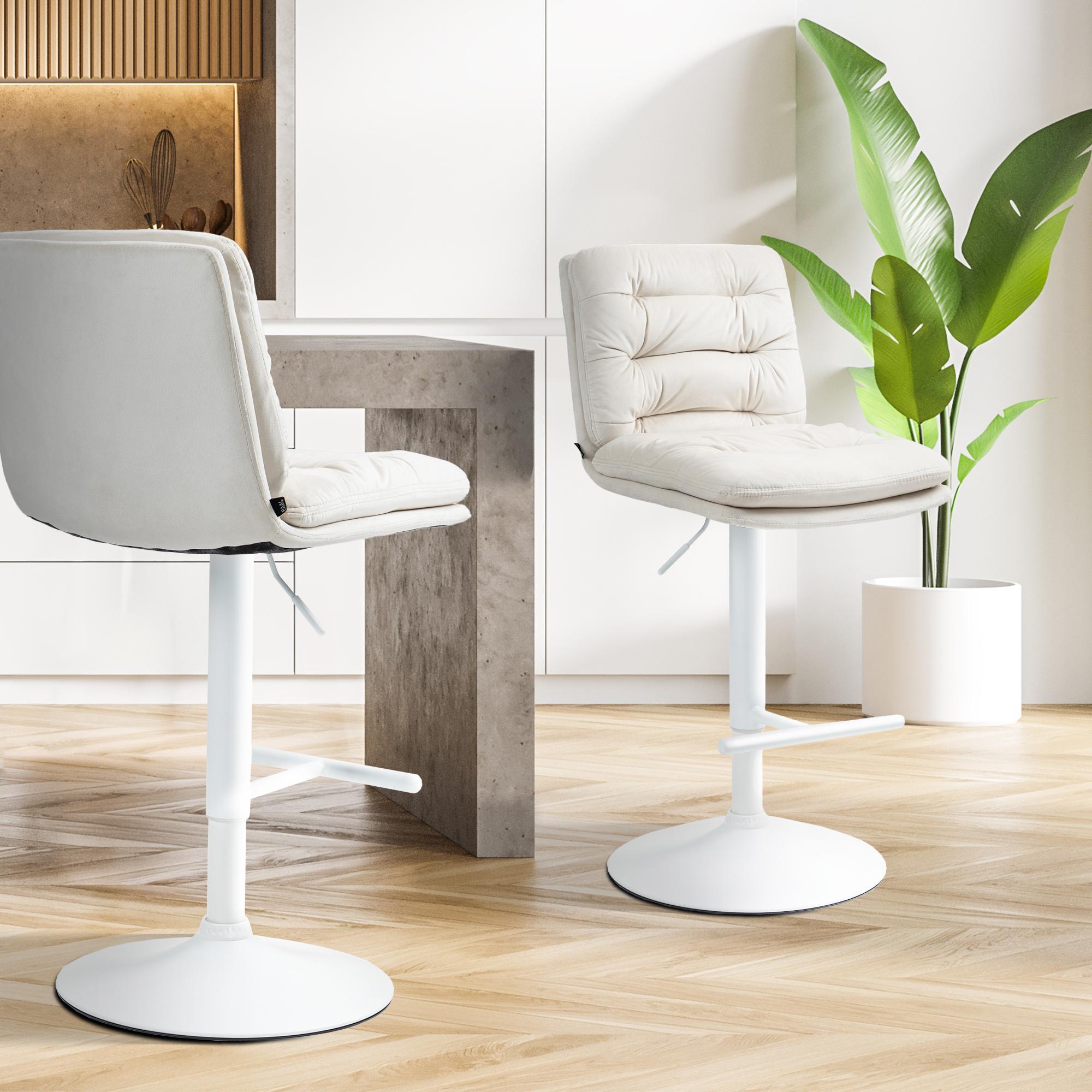 Barhocker Damar Samt weiß, creme