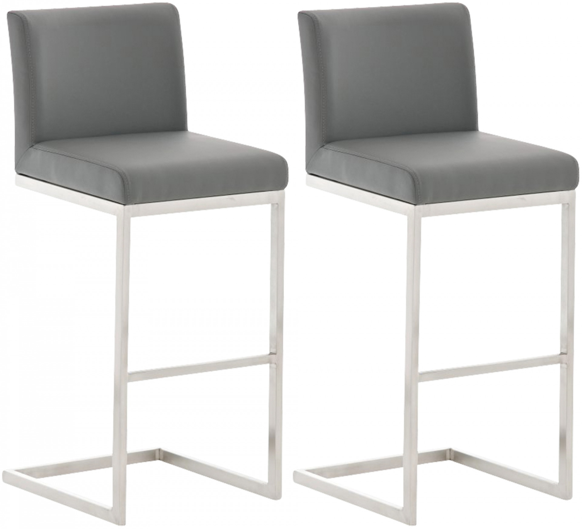 2er Set Barhocker Paros Kunstleder, grau