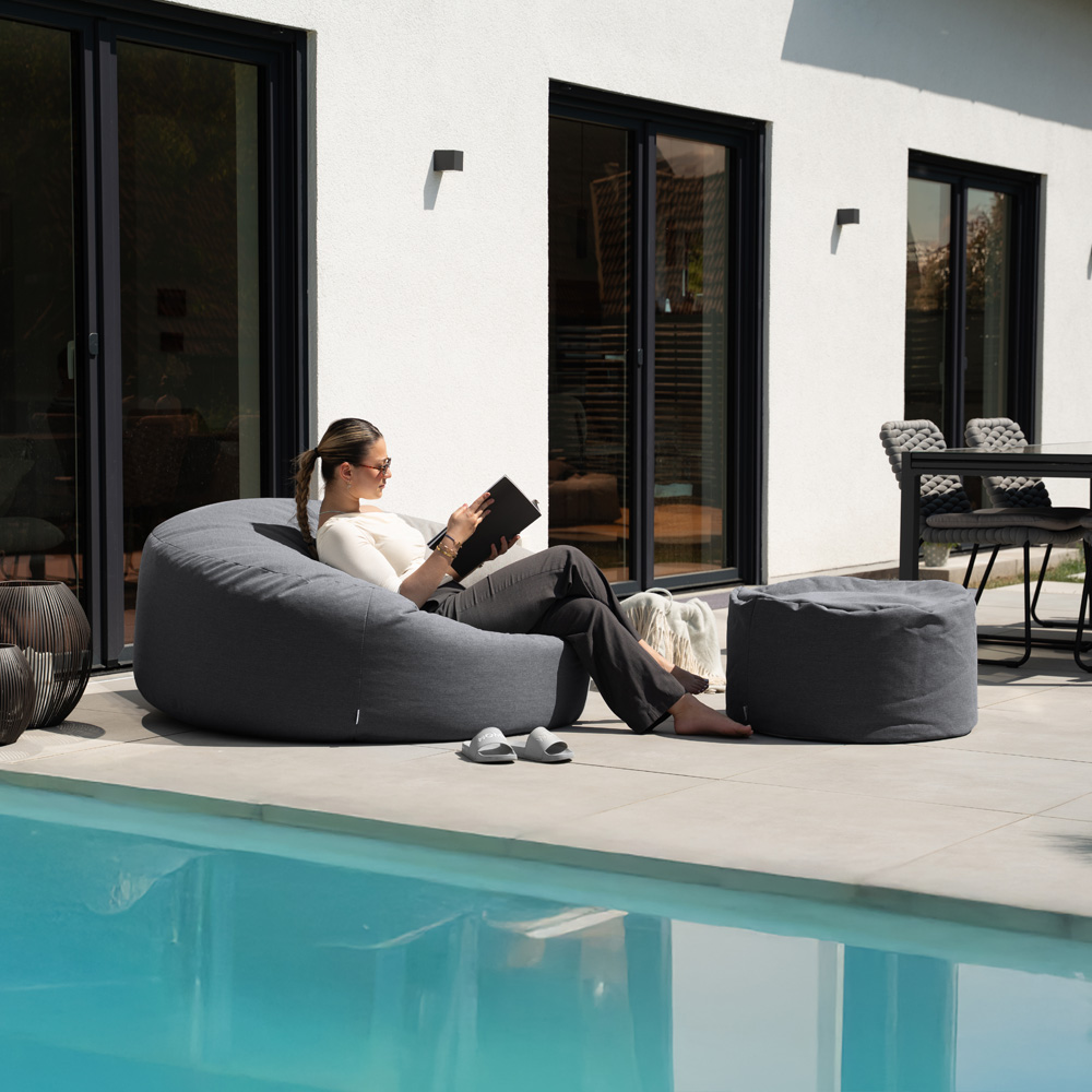 XXL Outdoor Sitzsack CLOUD mit Hocker - Anthrazit