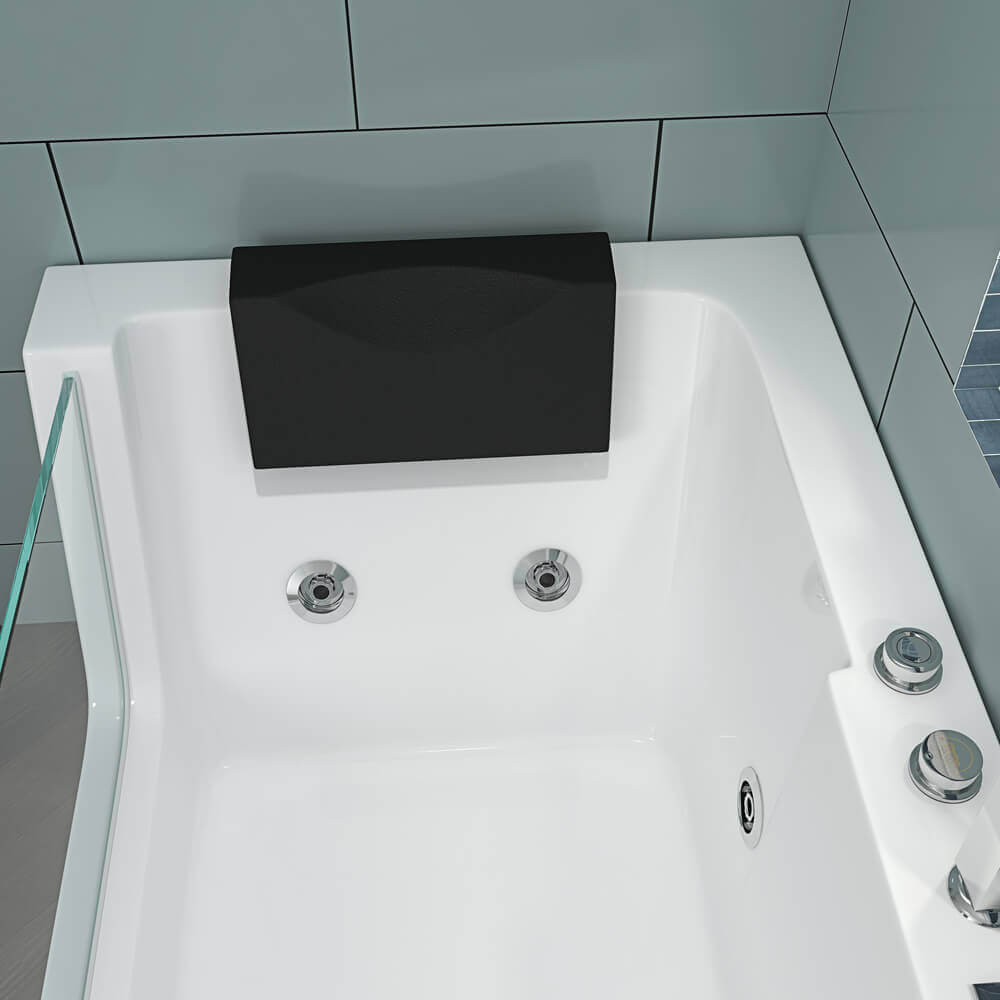 Whirlpool Badewanne mit Lichttherapie CARICA - 170 x 80 cm Rechts