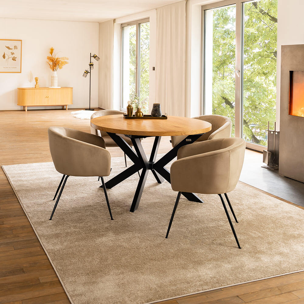 Esstisch Rund Ausziehbar AVENTURA inkl. Sternfuß - 120-160 x 120 cm Light Oak