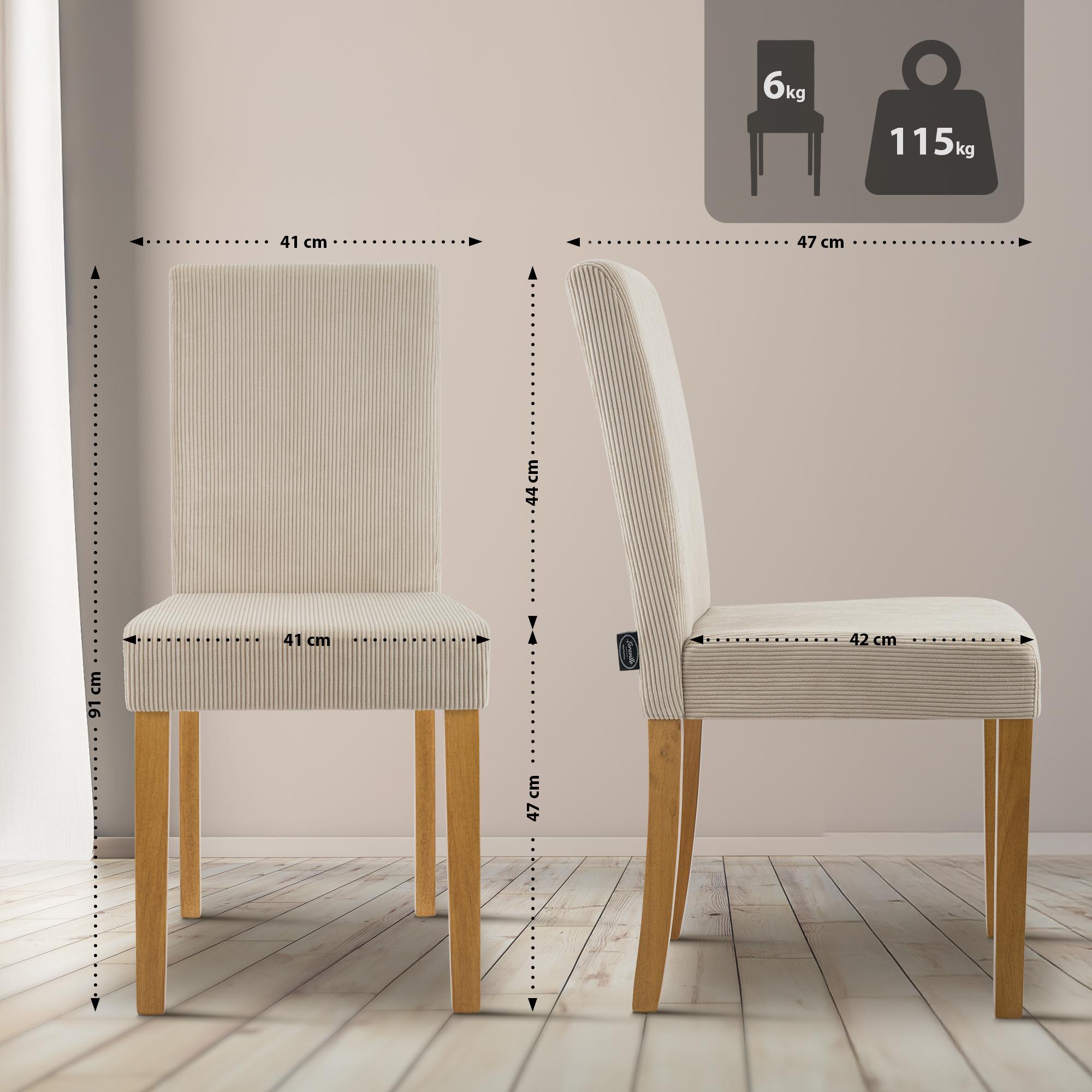 2er Set Esszimmerstuhl Ina Cord antik hell, hellbraun