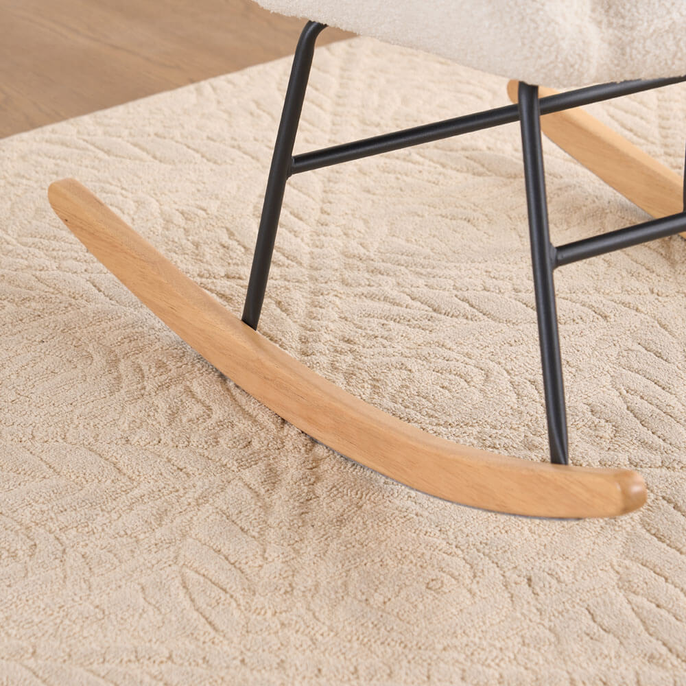 Schaukelstuhl inkl. Hocker NARA - Bouclé Weiß