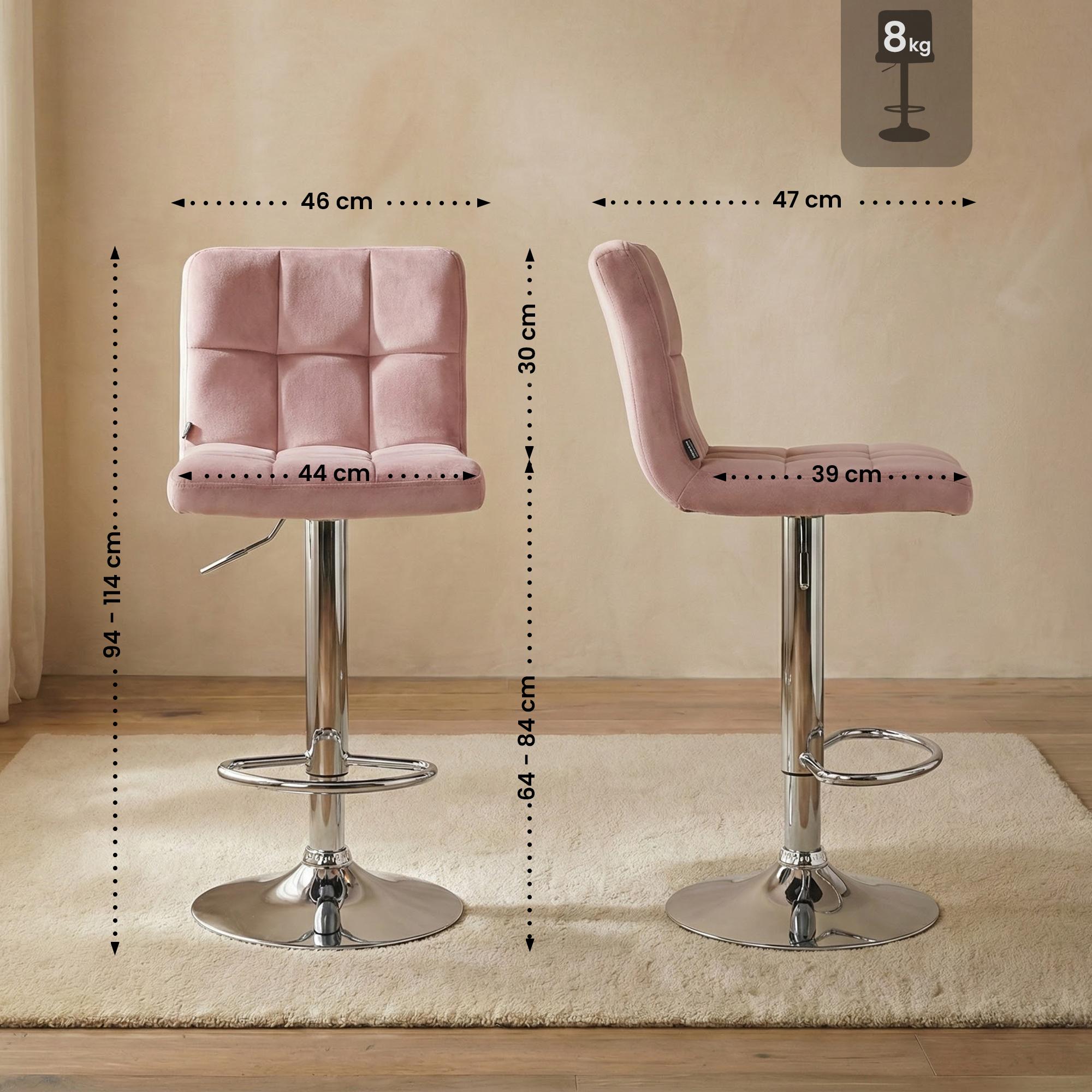 Barhocker Peru Samt chrom, rosa