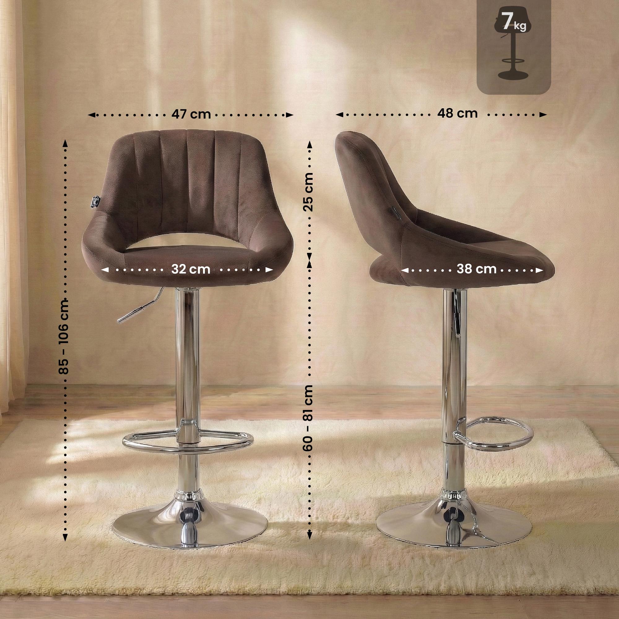 Barhocker Milet Samt chrom, braun
