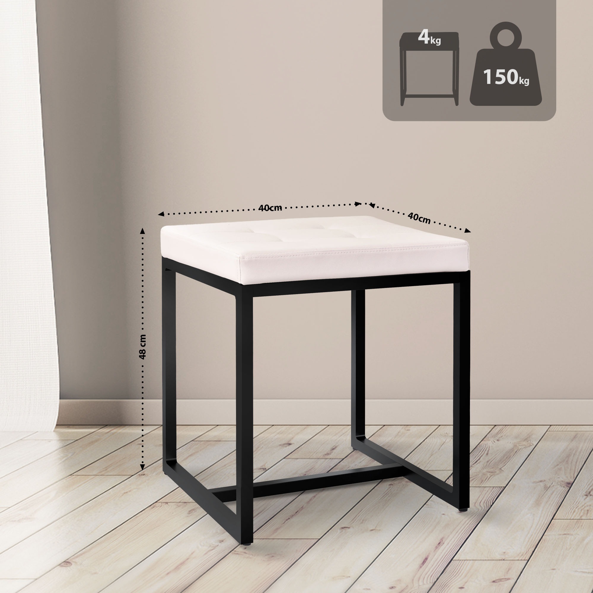 Sitzhocker Barci B Kunstleder, creme