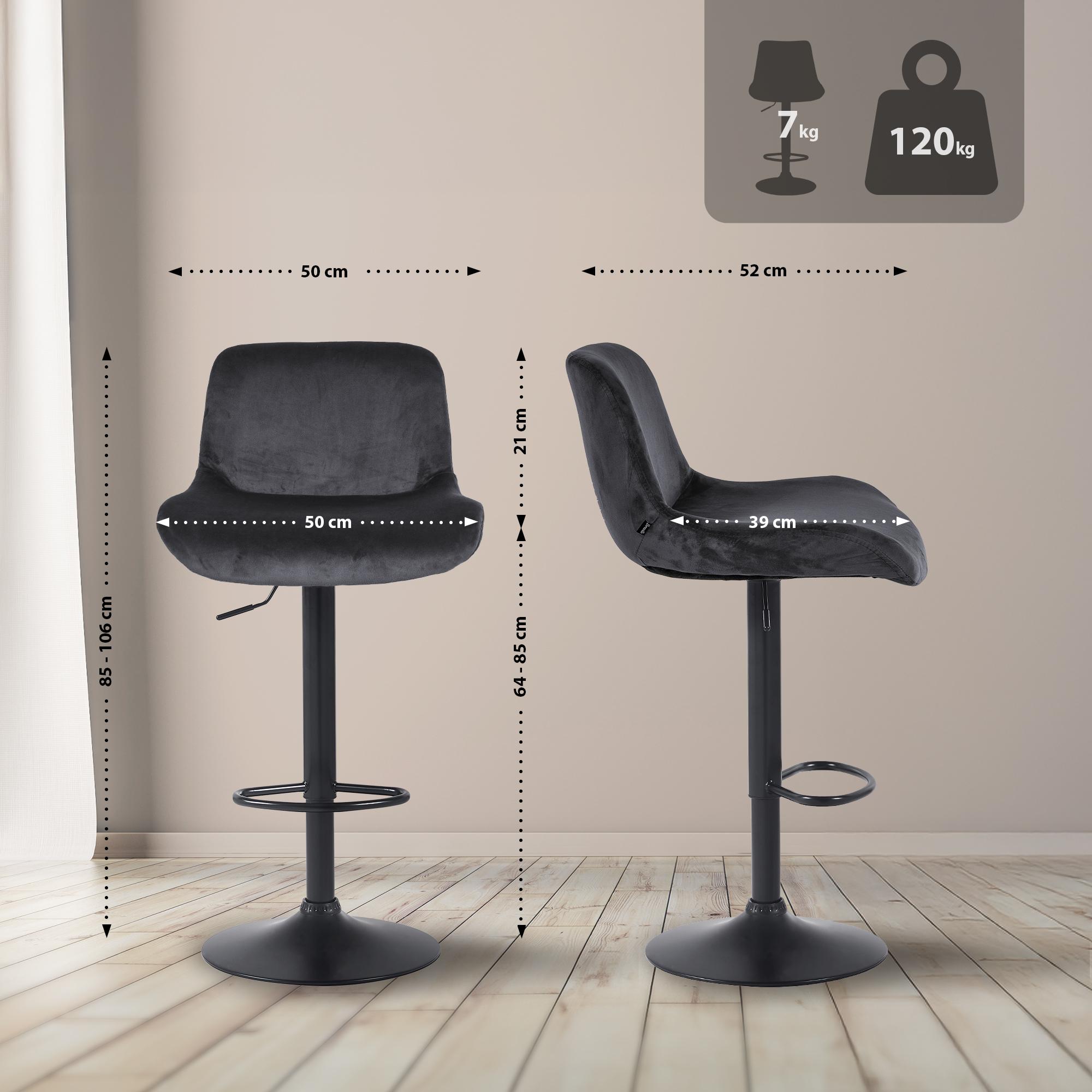 Barhocker Solon Schwarz Samt, schwarz