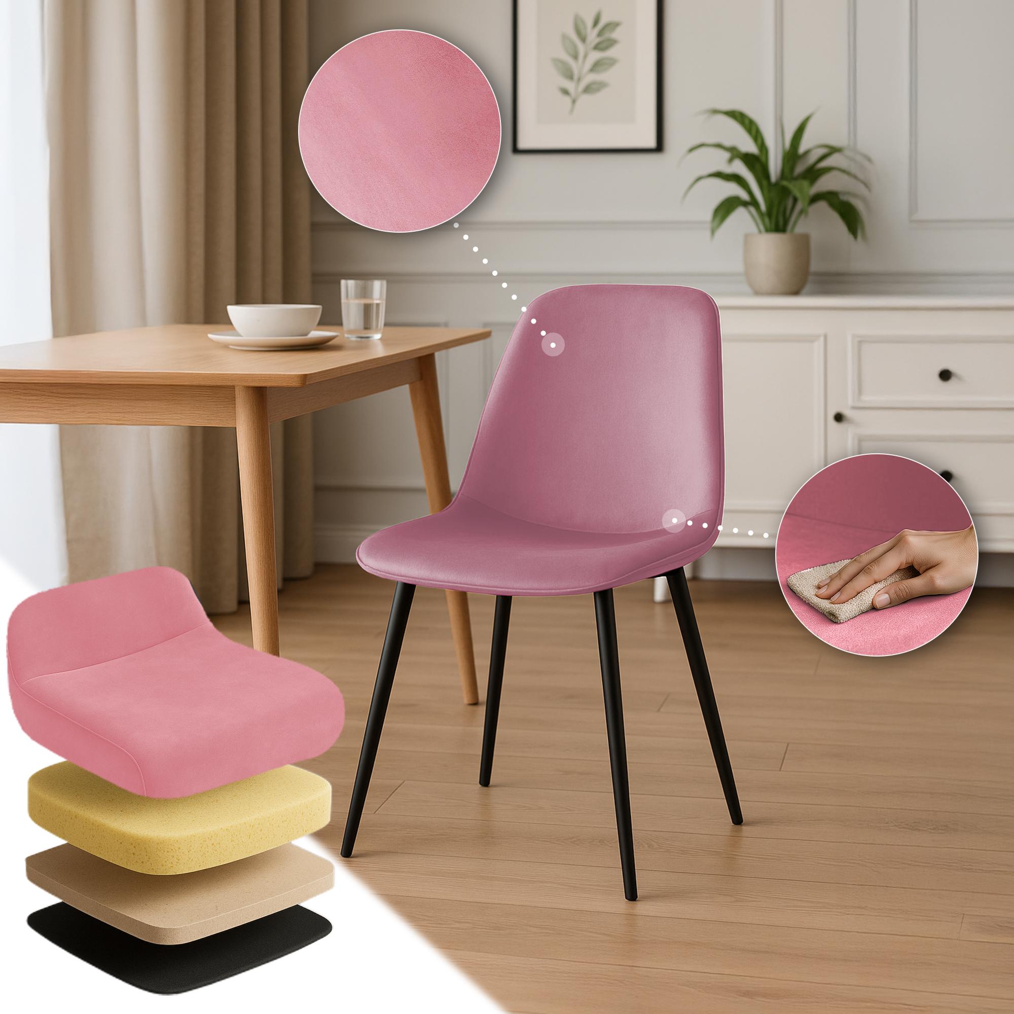 Esszimmerstuhl Maryam Samt, rosa
