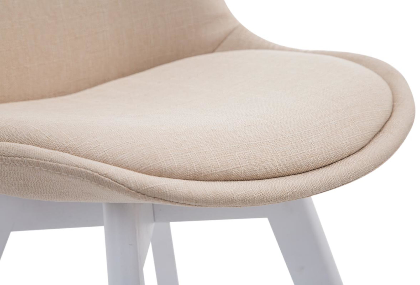 4er Set Besucherstühle Borneo V2 Weiß Stoff, creme