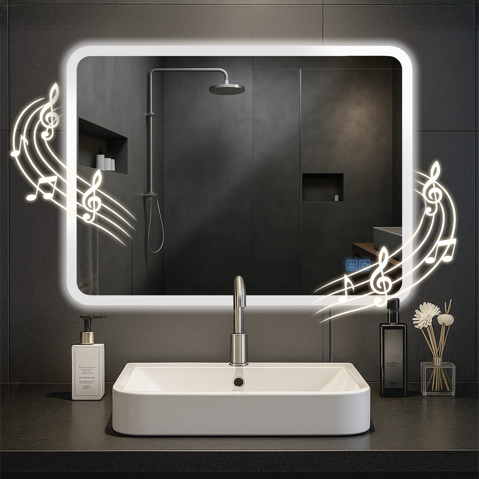 Badspiegel Jericho 60x80 mit Bluetooth, klarglas