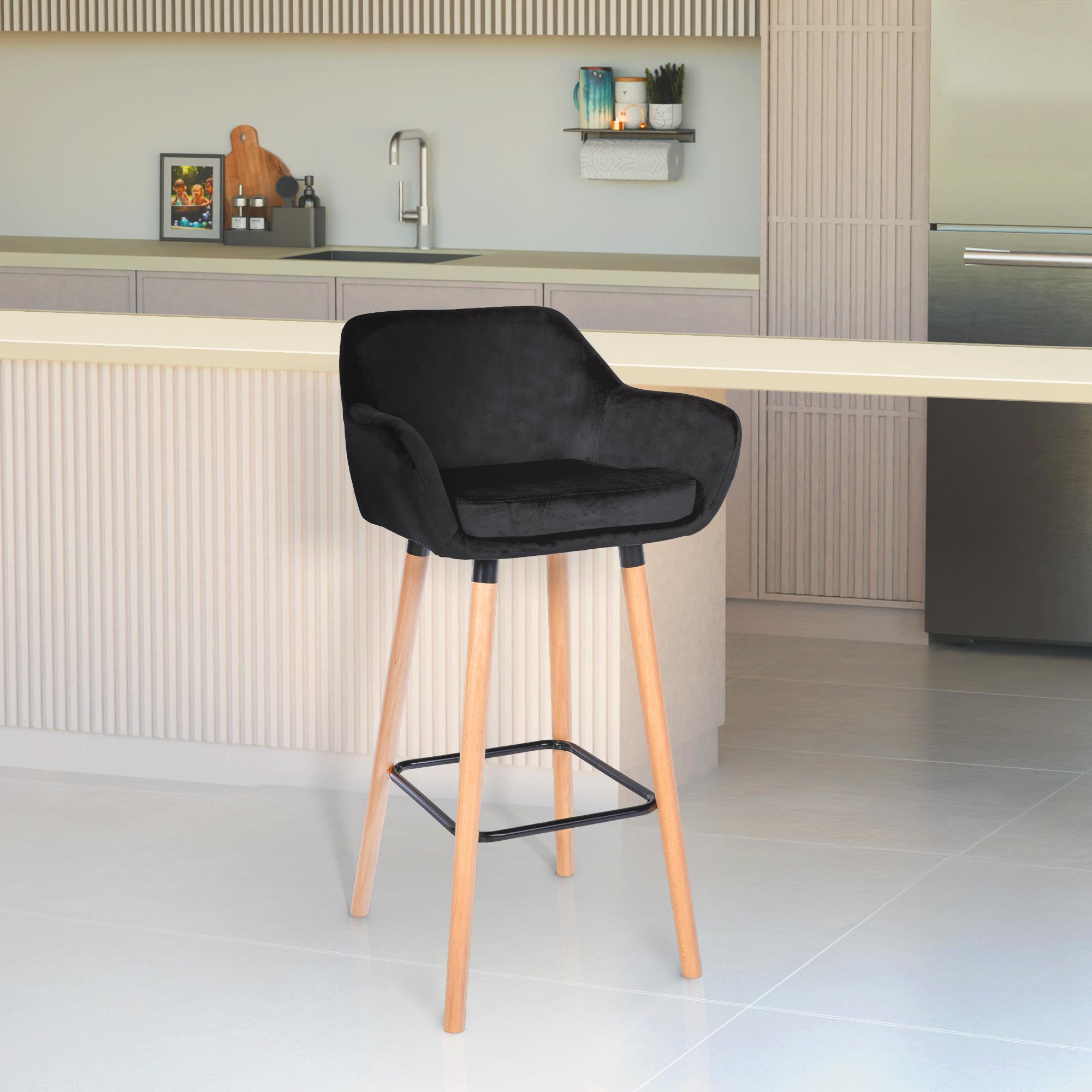 Barhocker Grant Samt, schwarz