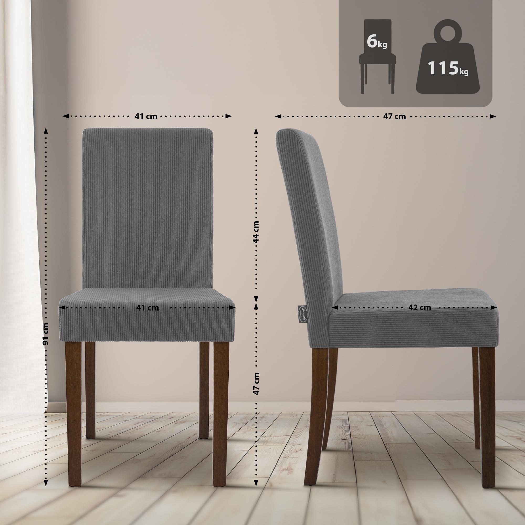 2er Set Esszimmerstuhl Ina Cord antik dunkel, grau