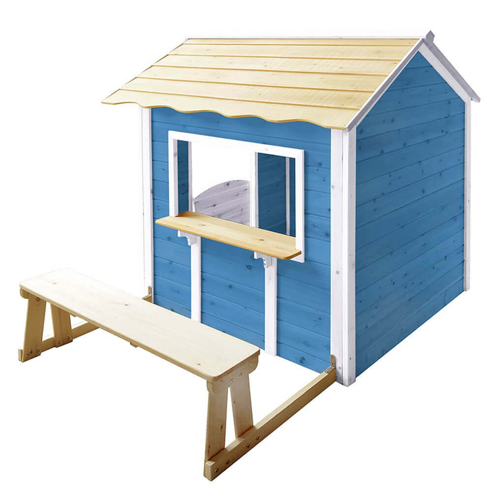 Spielhaus DER GROSSE PALAST - 106 x 111 cm Blau mit Bank