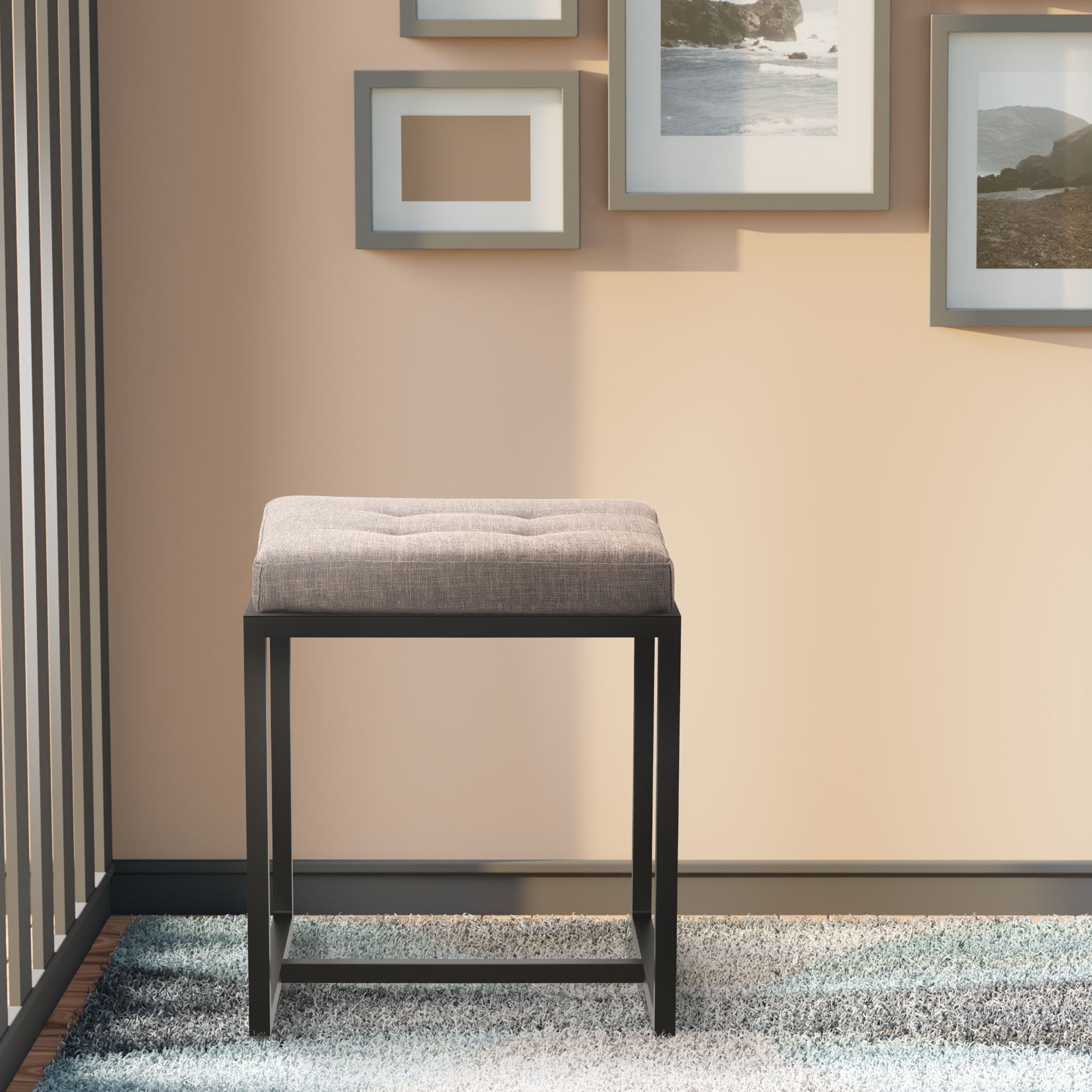 Sitzhocker Barci B Stoff, grau