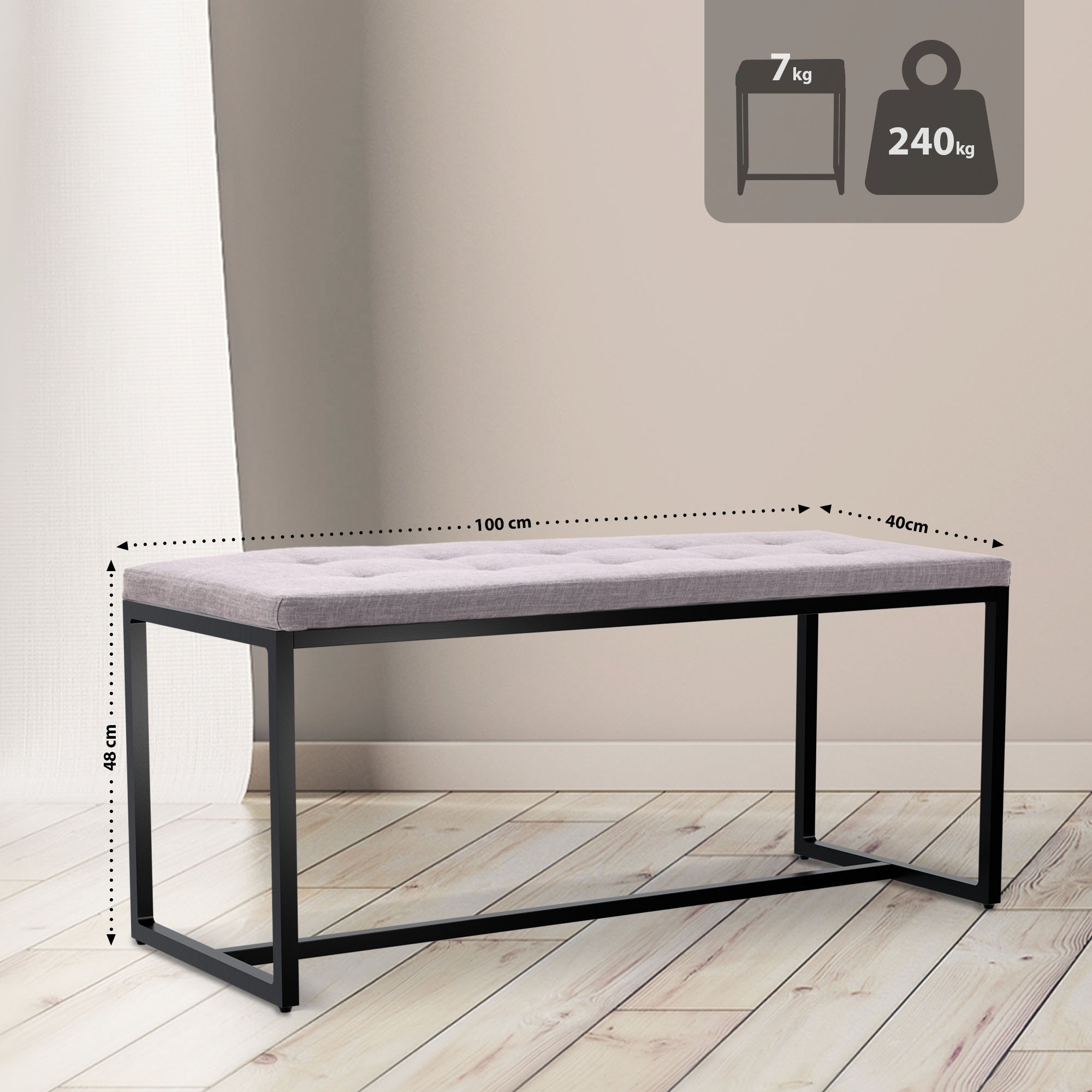 Sitzbank Barci B Stoff, grau