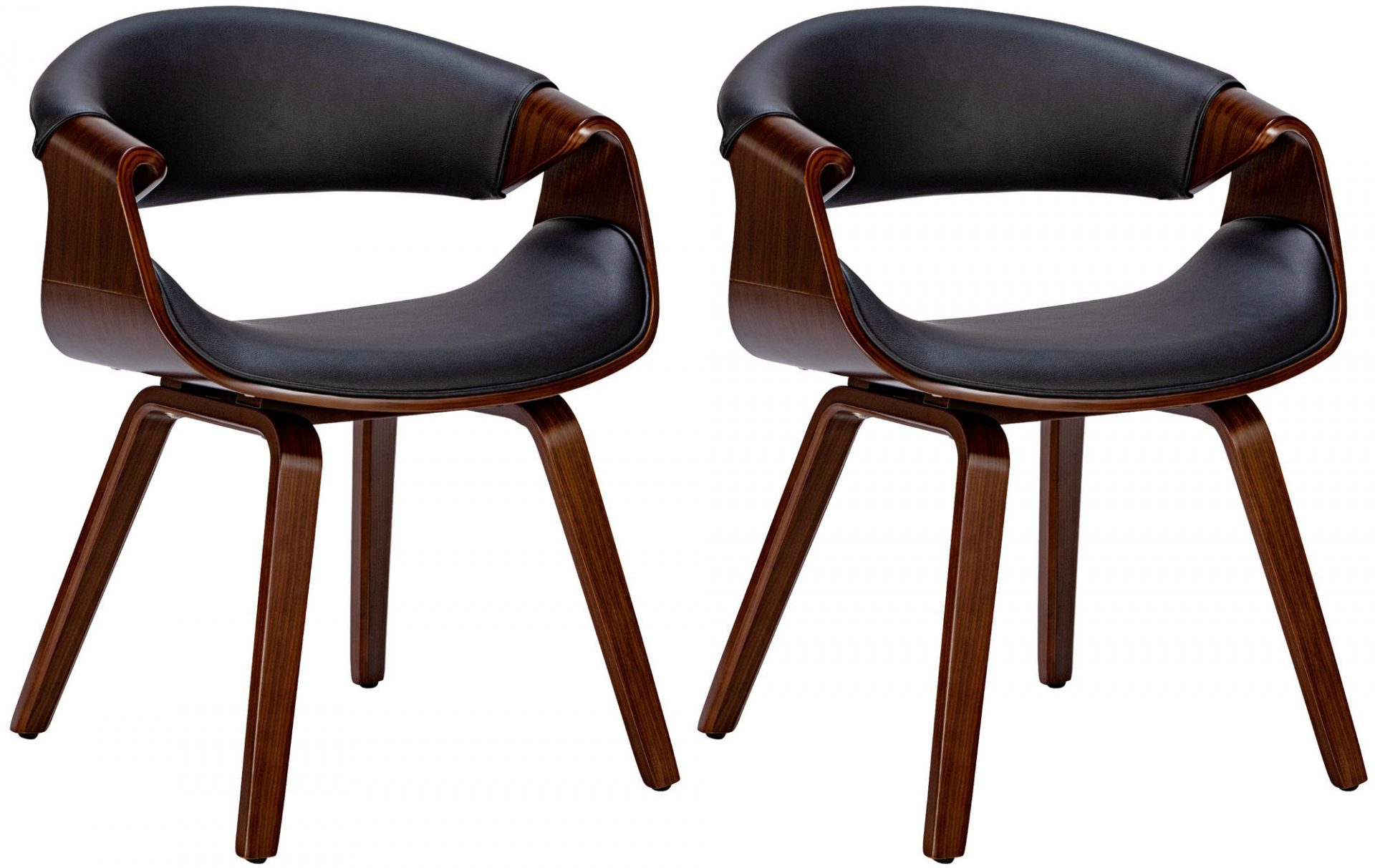 2er Set Esszimmerstuhl Foley Kunstleder, walnuss/schwarz