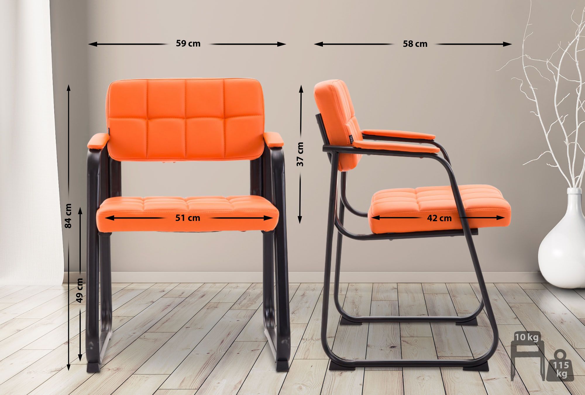 Besucherstuhl Canada B Kunstleder, orange