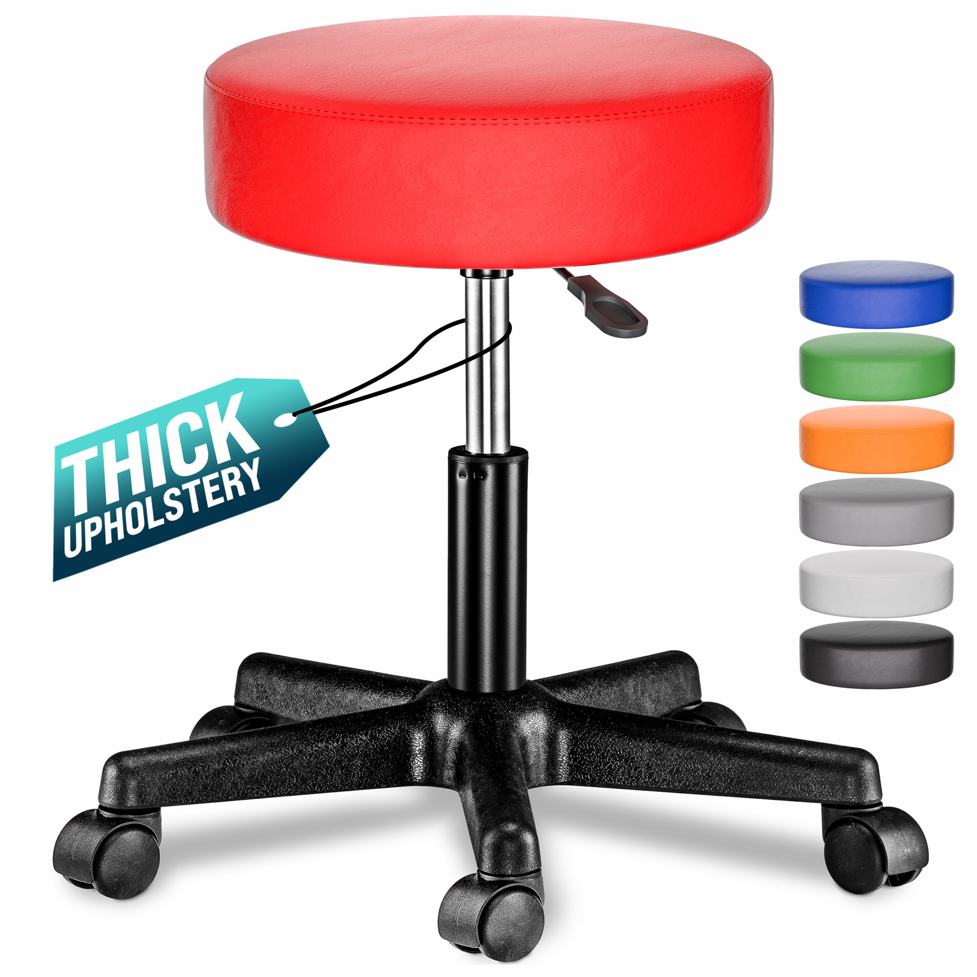 Rollhocker Kunstleder Rot 360° drehbar
