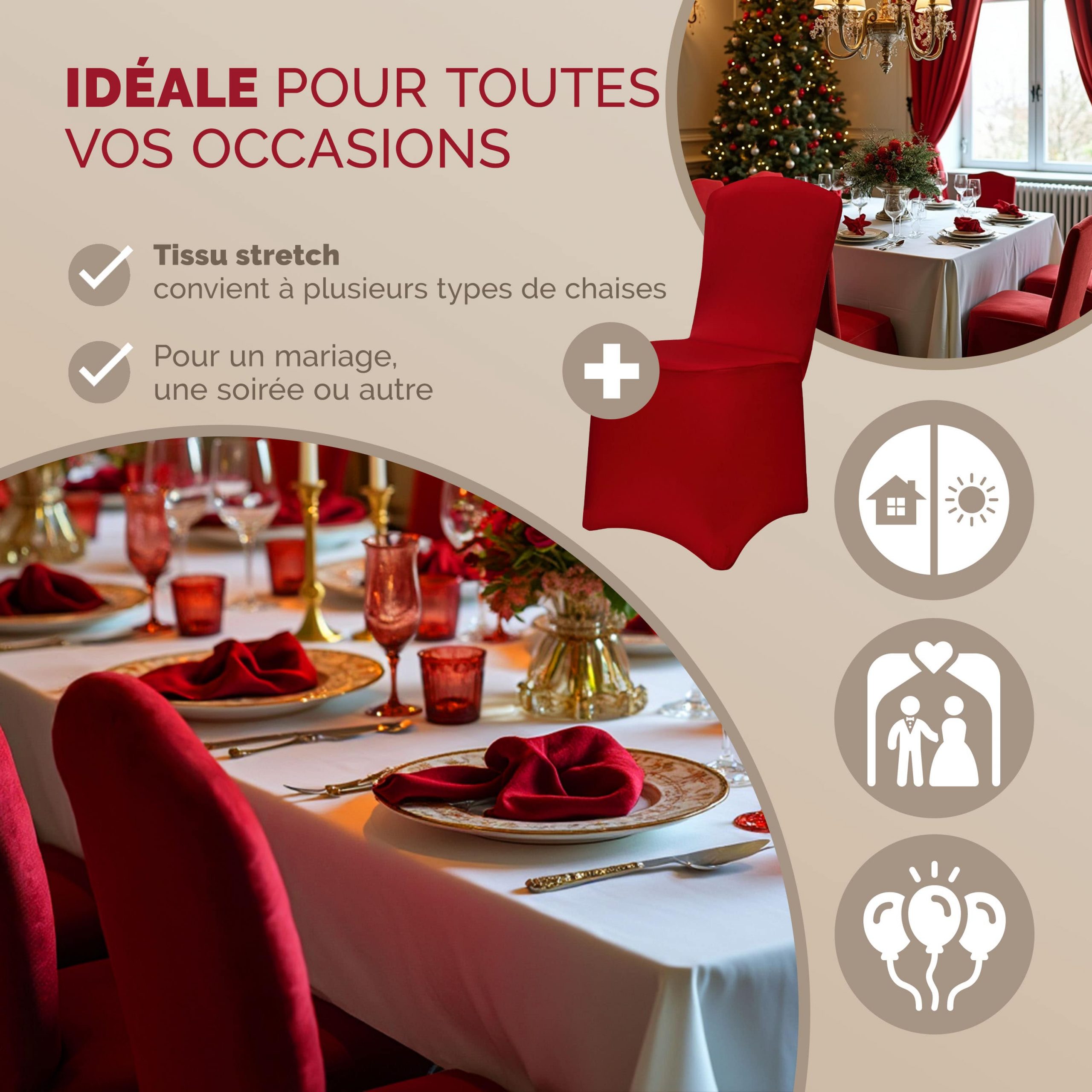 Stuhlhusse 6er-Set Bordeaux OEKO-TEX®