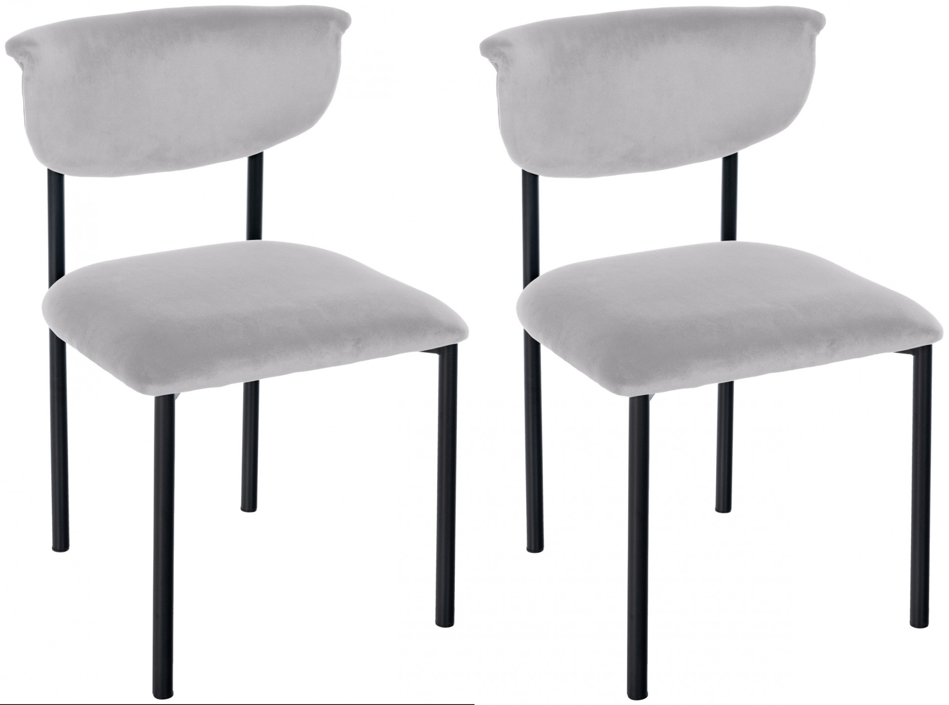 2er Set Besucherstuhl Gambell Samt, grau