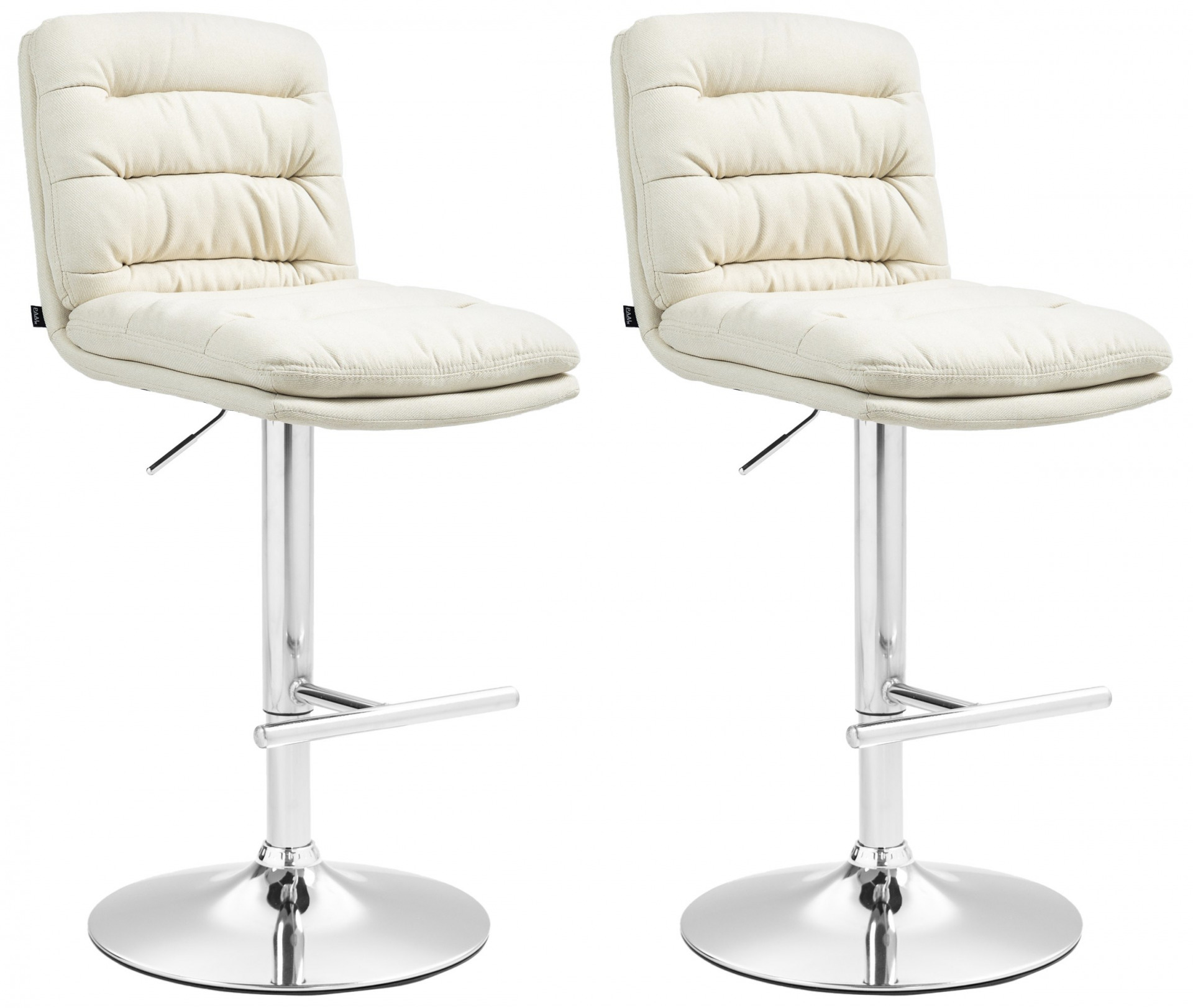 2er Set Barhocker Damar Stoff chrom, creme