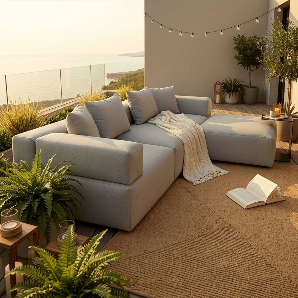 Modulares Outdoor Sofa ALAZIA Hellgrau - XL
