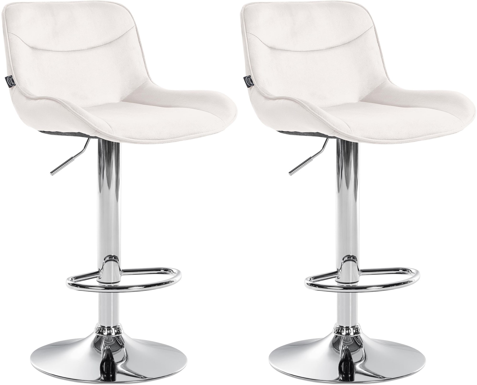 2er Set Barhocker Vonore Samt chrom, creme
