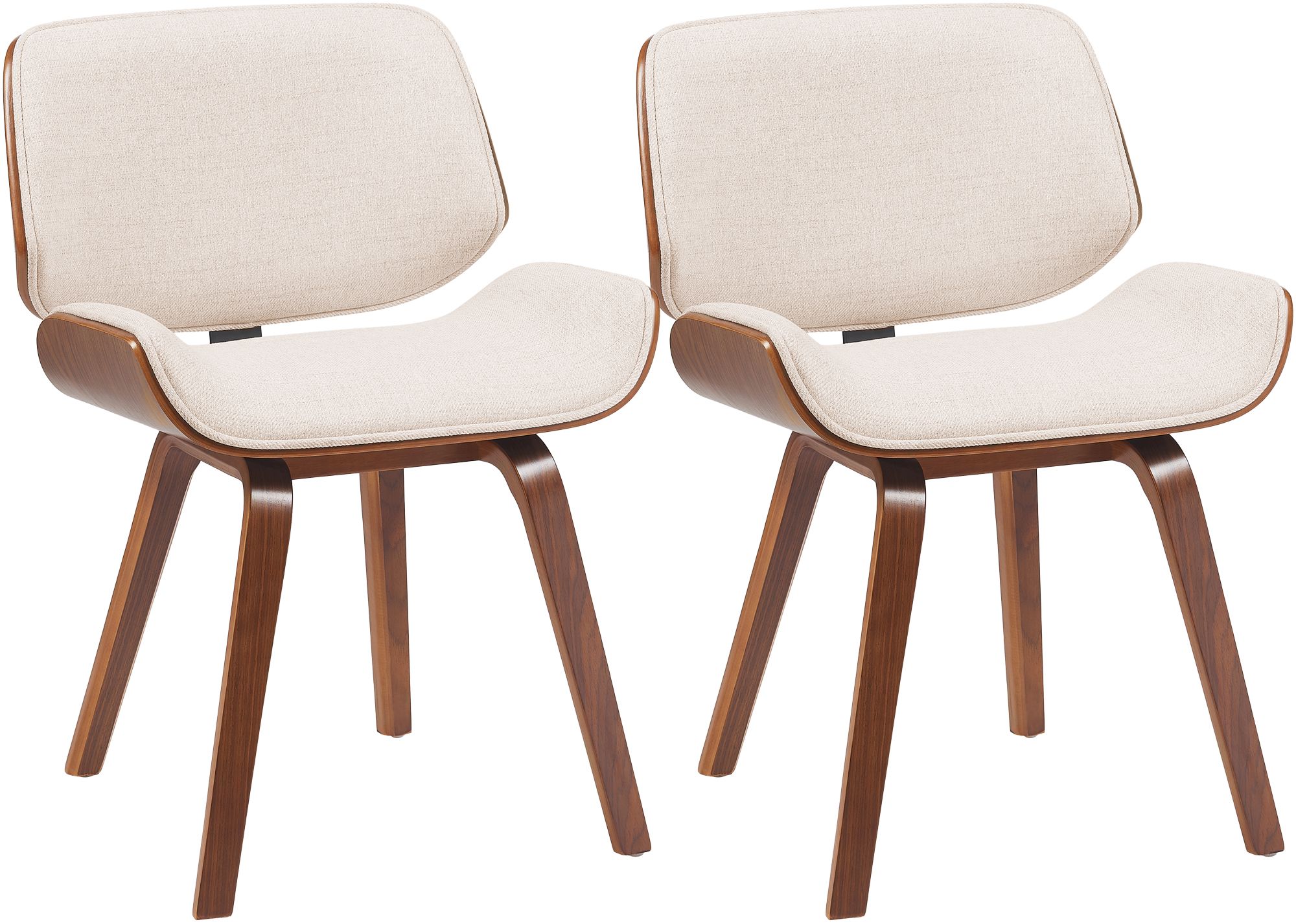 2er Set Besucherstuhl Beverley Stoff, walnuss/creme