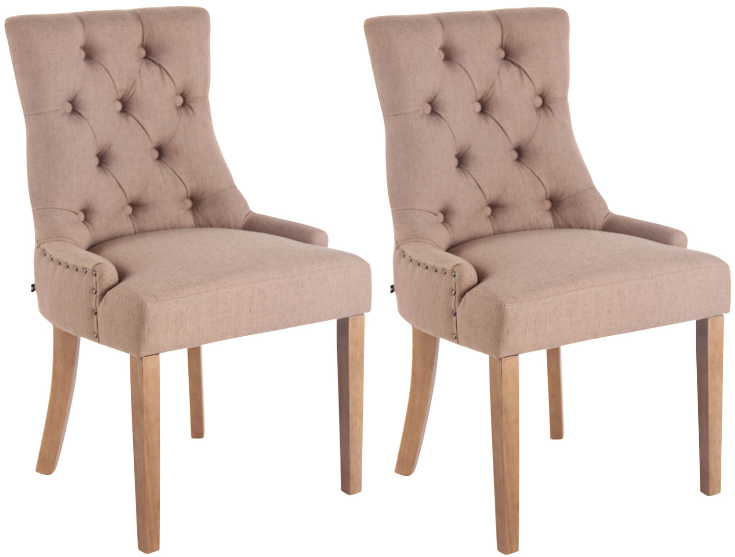 2er Set Esszimmerstuhl Aberdeen Stoff antik-hell, taupe
