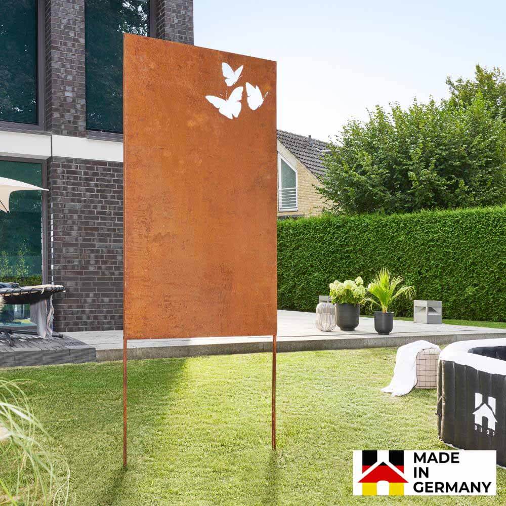 Sichtschutz aus Qualitätsstahl BUTTERFLY - Rostoptik - Made in Germany