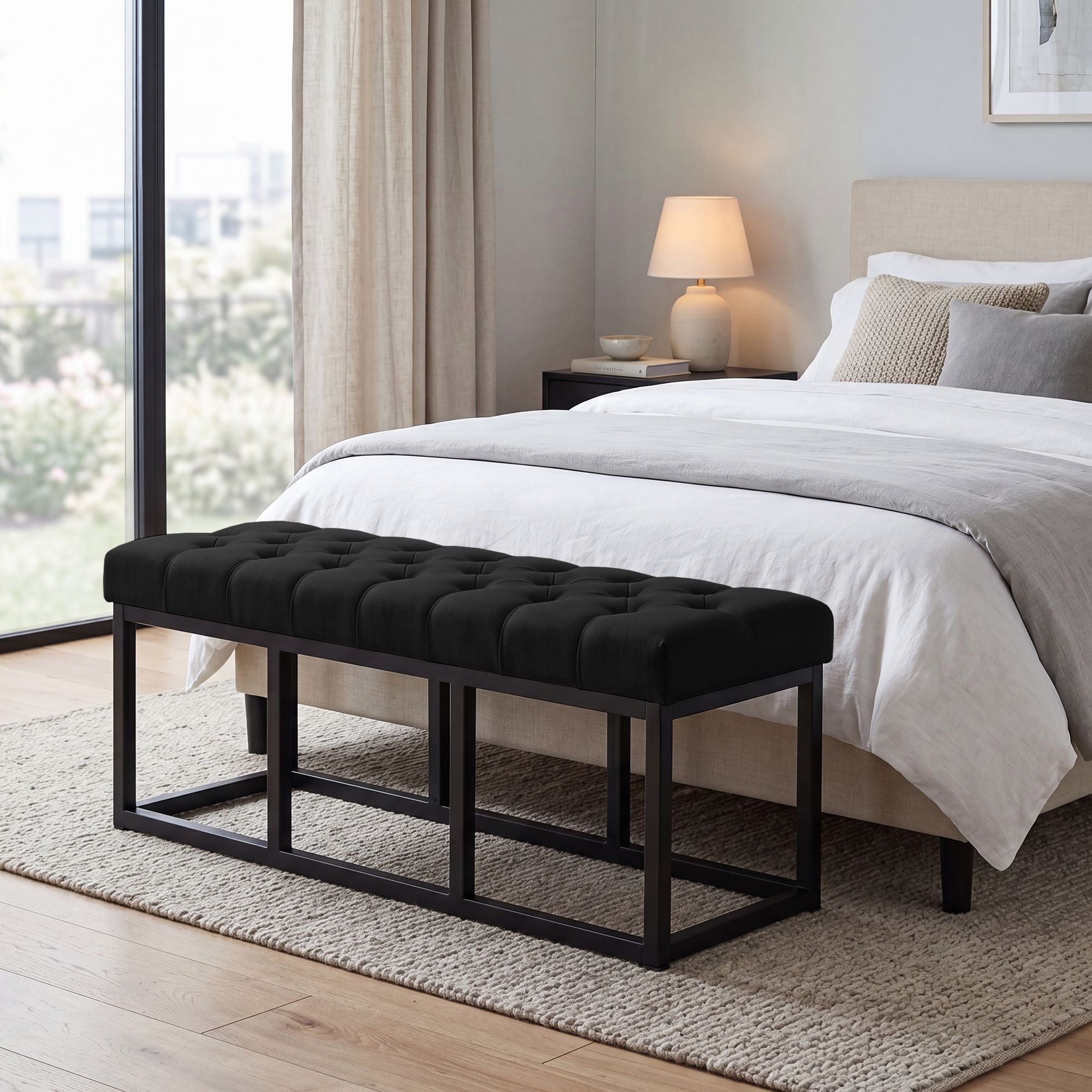 Sitzbank Amun Stoff Schwarz 120 cm, schwarz