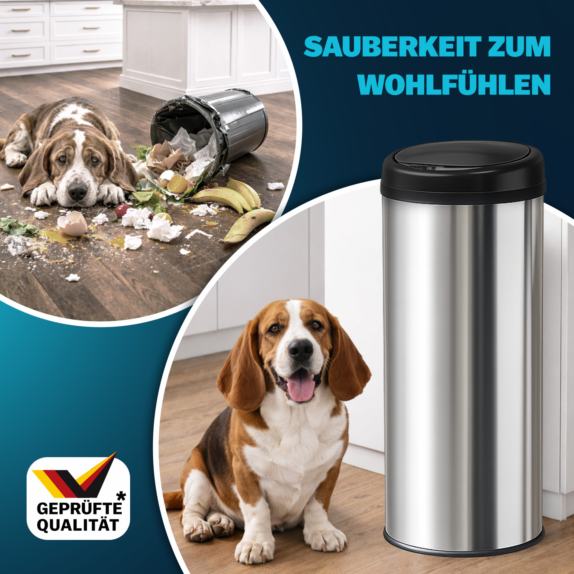 Sensor Mülleimer Silber Edelstahl 30L