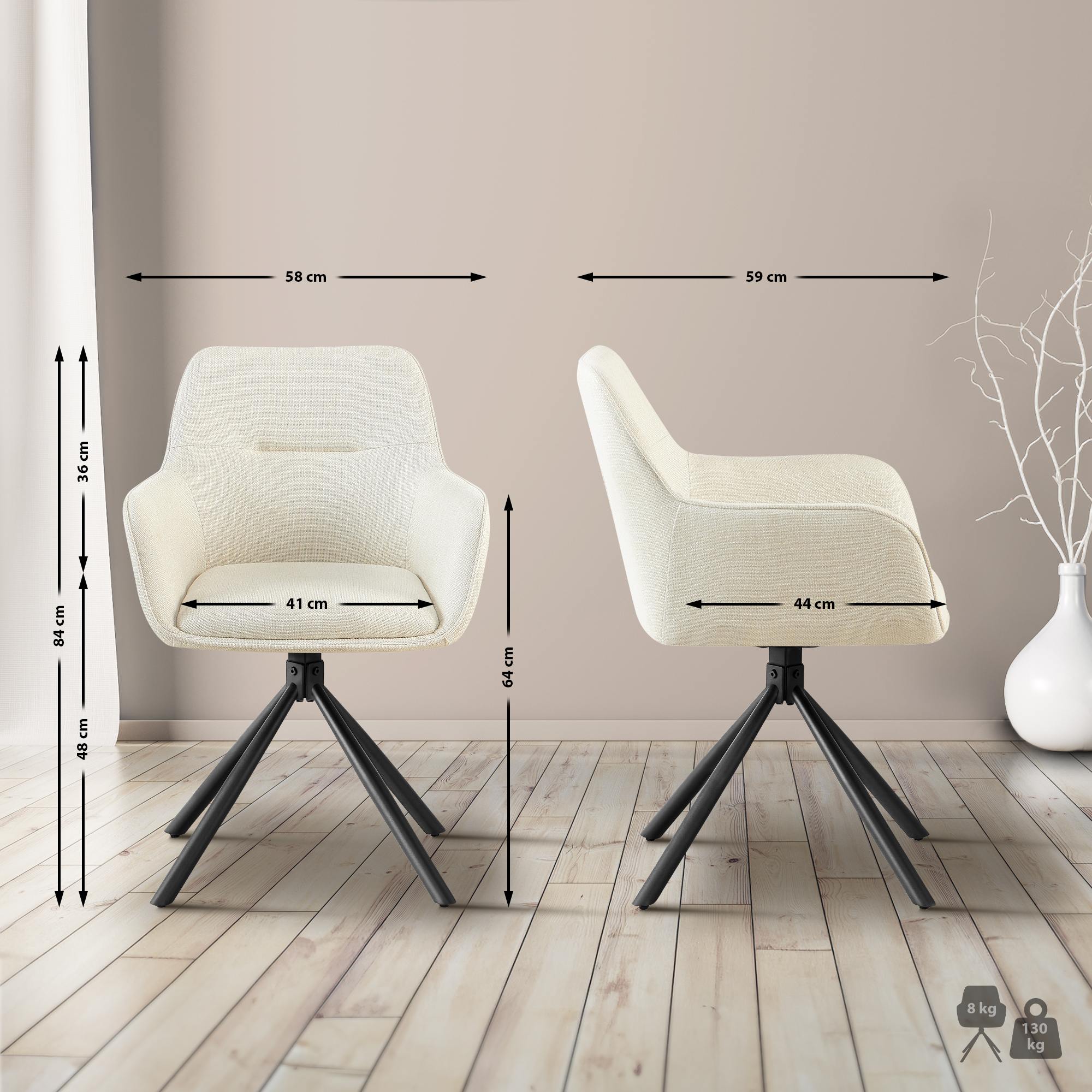 Stuhl Tipton Stoff, creme